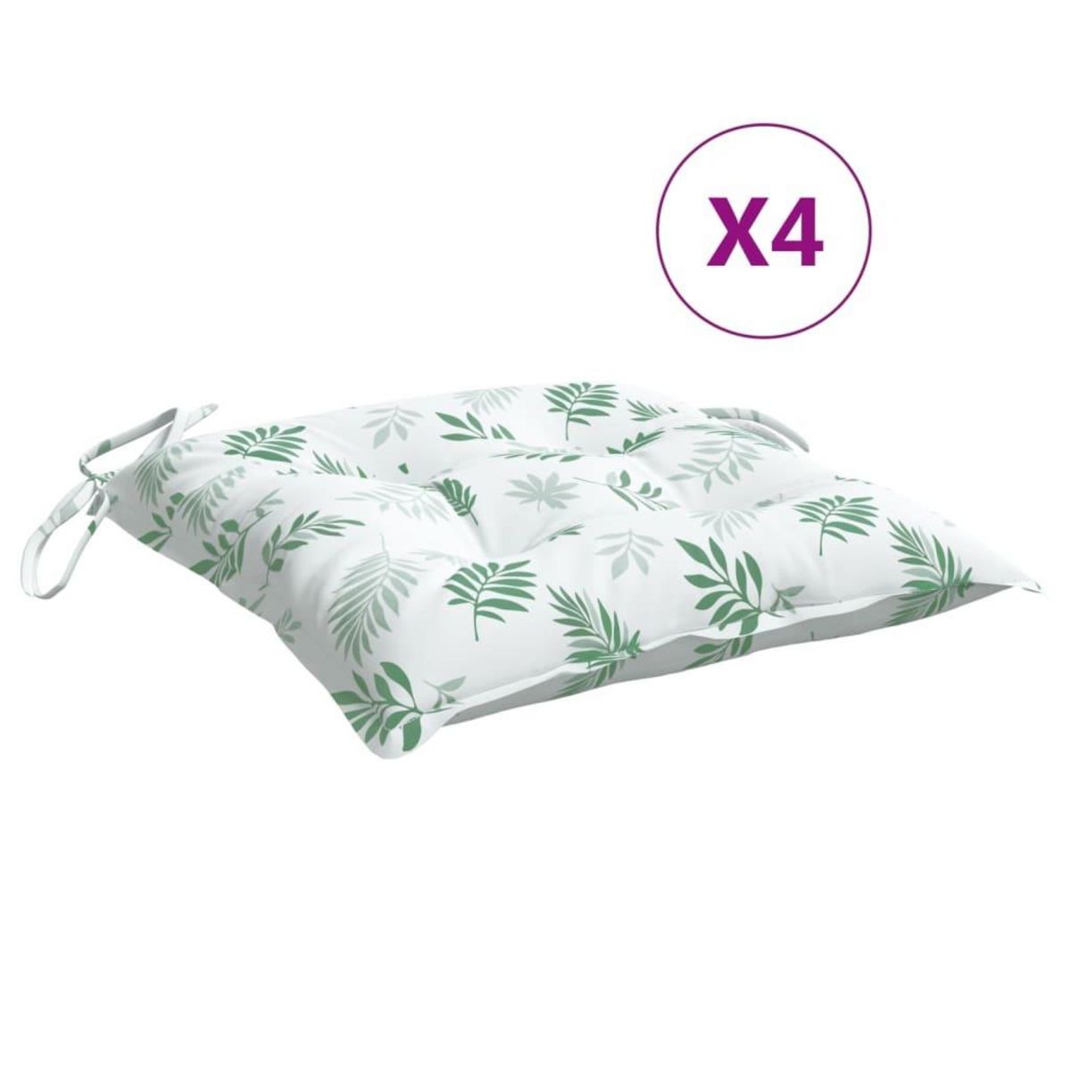 VIDAXL Coussins de chaise lot de 4 a motif de feuilles 50x50x7 cm