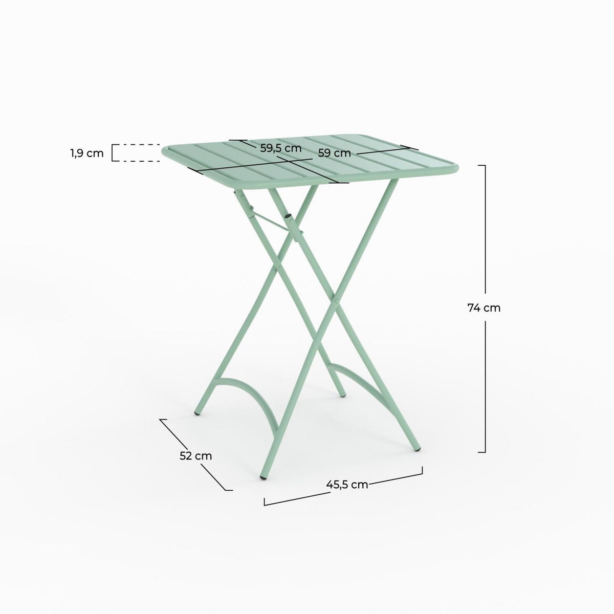 Rendez vous déco Table de jardin pliante en métal vert clair 2 personnes - Yumi