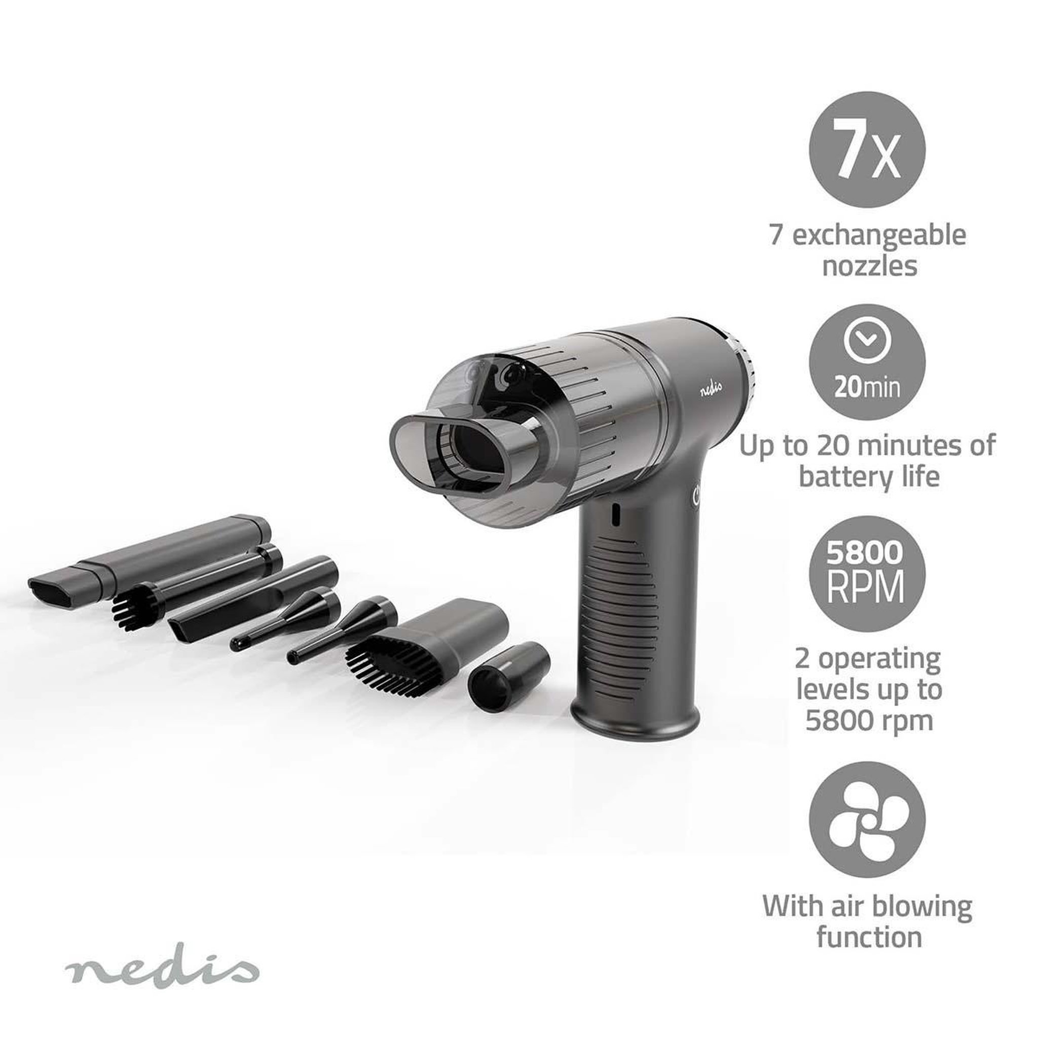 Voir la diapositive 4 : NEDIS Aspirateur sans sac Nedis sans fil multifonction