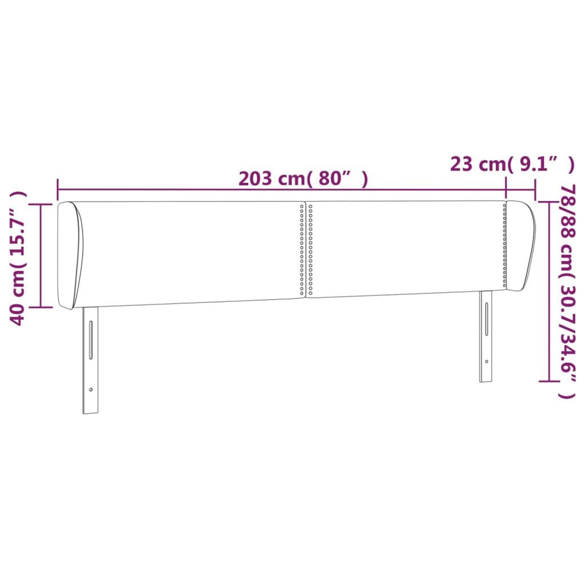 Voir la diapositive 6 : VIDAXL Tete de lit avec oreilles Creme 203x23x78/88 cm Tissu