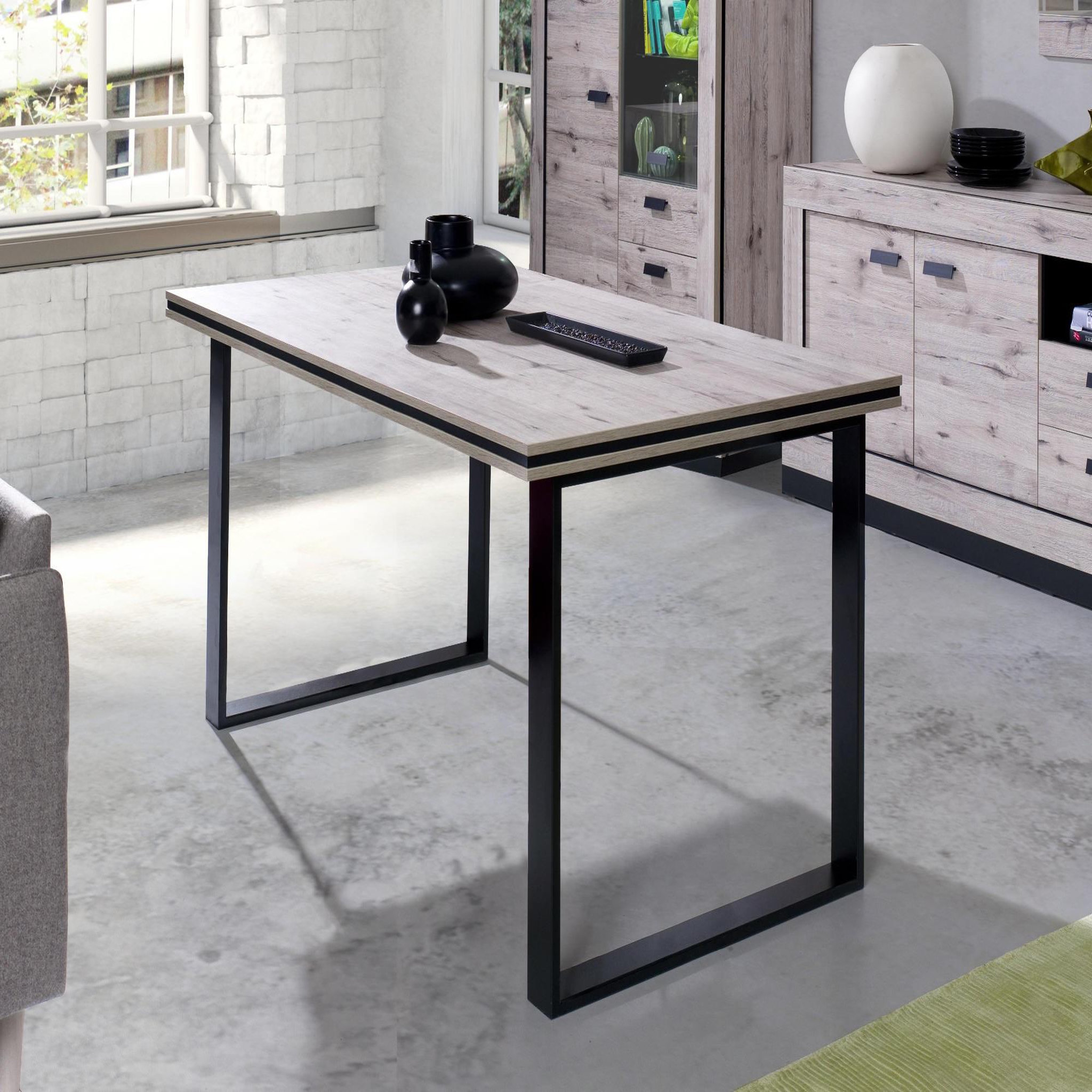 BEST MOBILIER Otis - table à manger - effet bois gris - 4 à 6 personnes. Coloris disponibles : Marron