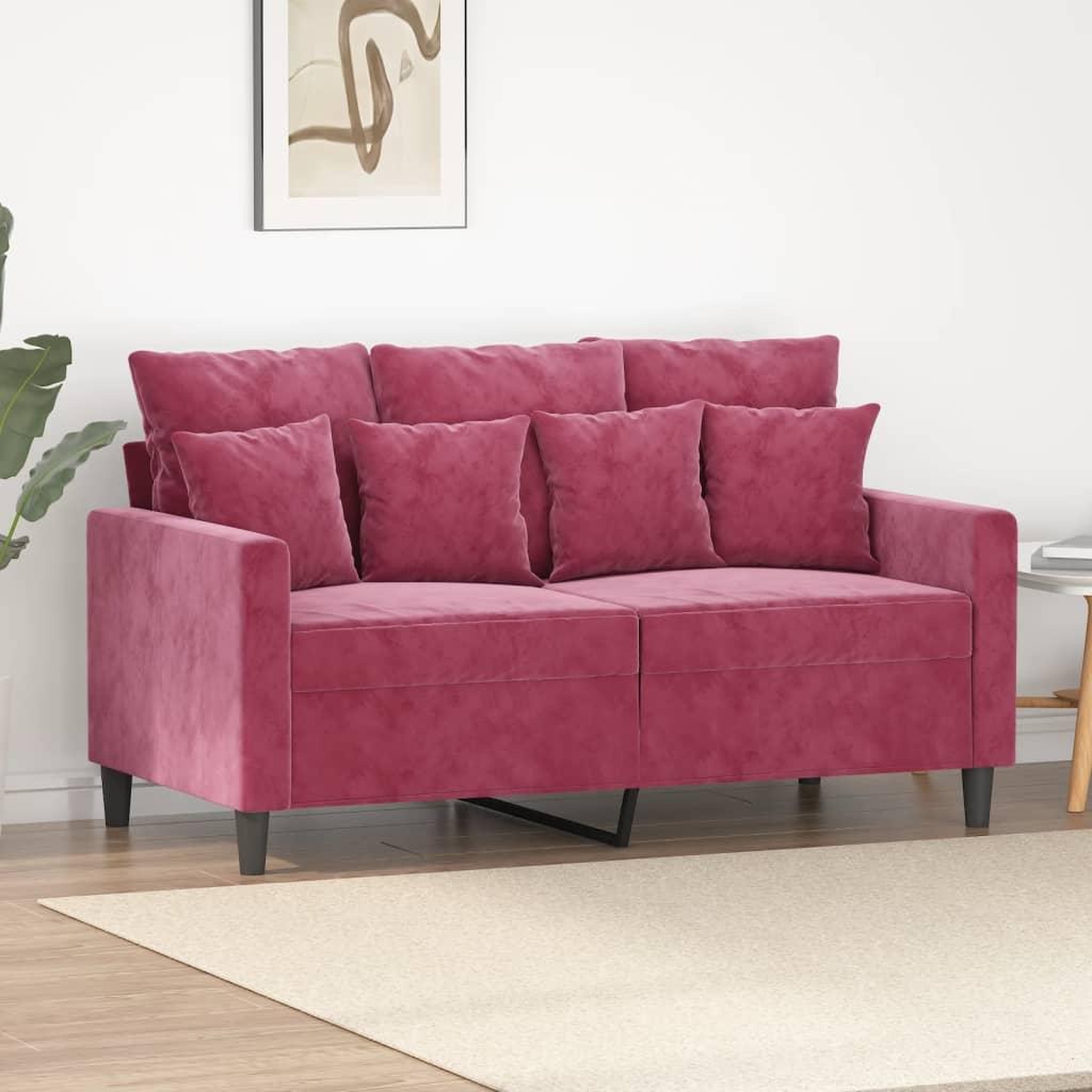 Voir la diapositive 1 : VIDAXL Canape a 2 places Rouge bordeaux 120 cm Velours