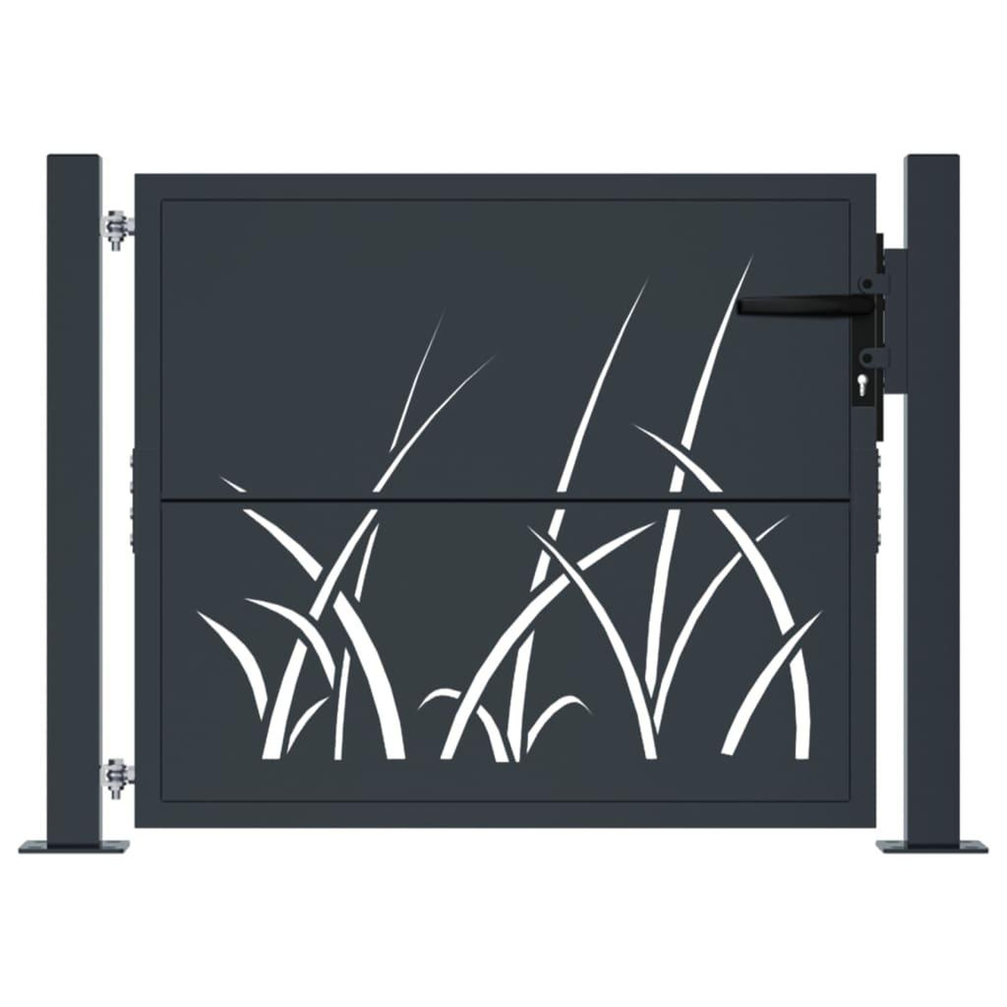 Voir la diapositive 3 : VIDAXL Portail de jardin anthracite 105x80 cm acier conception d'herbe