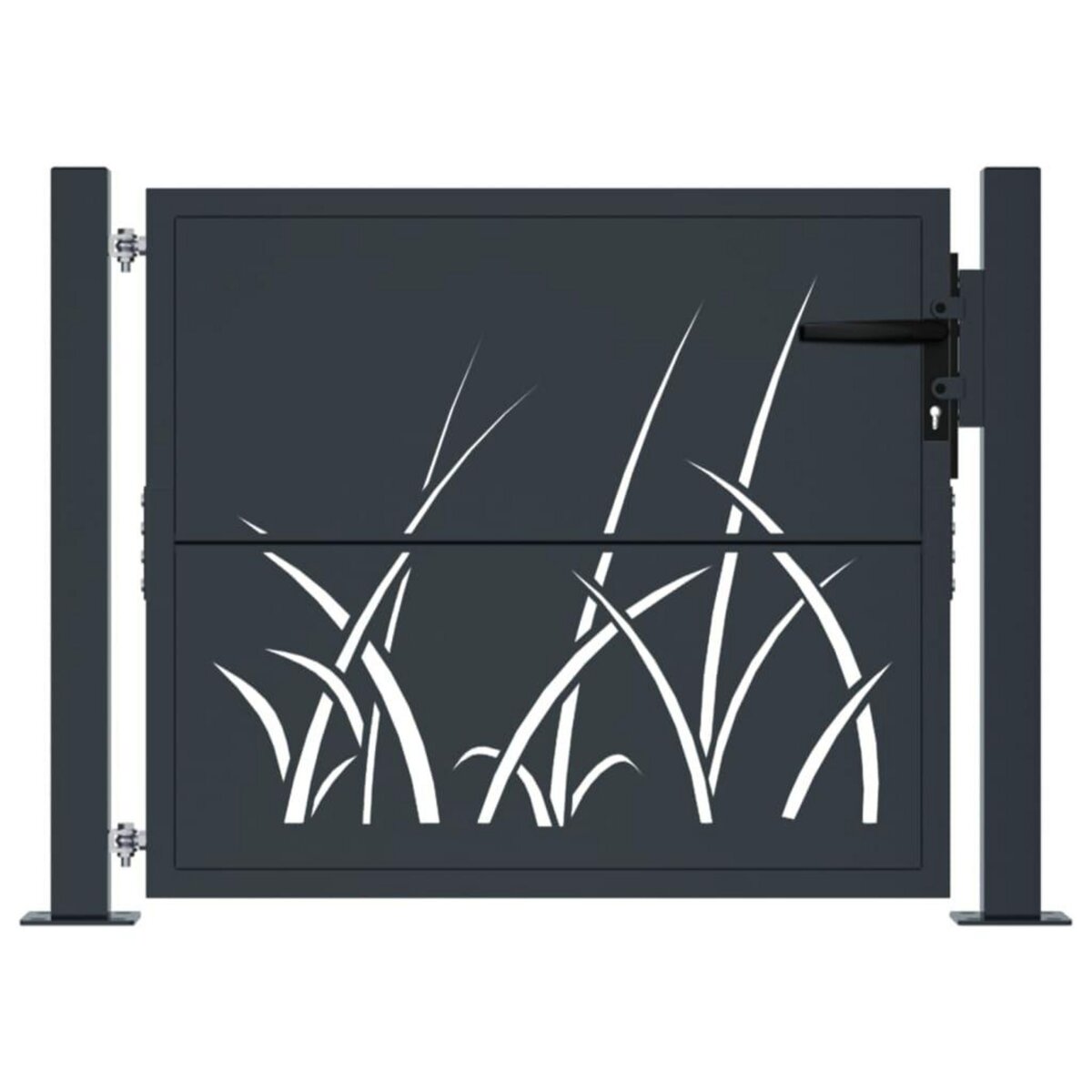 VIDAXL Portail de jardin anthracite 105x80 cm acier conception d'herbe