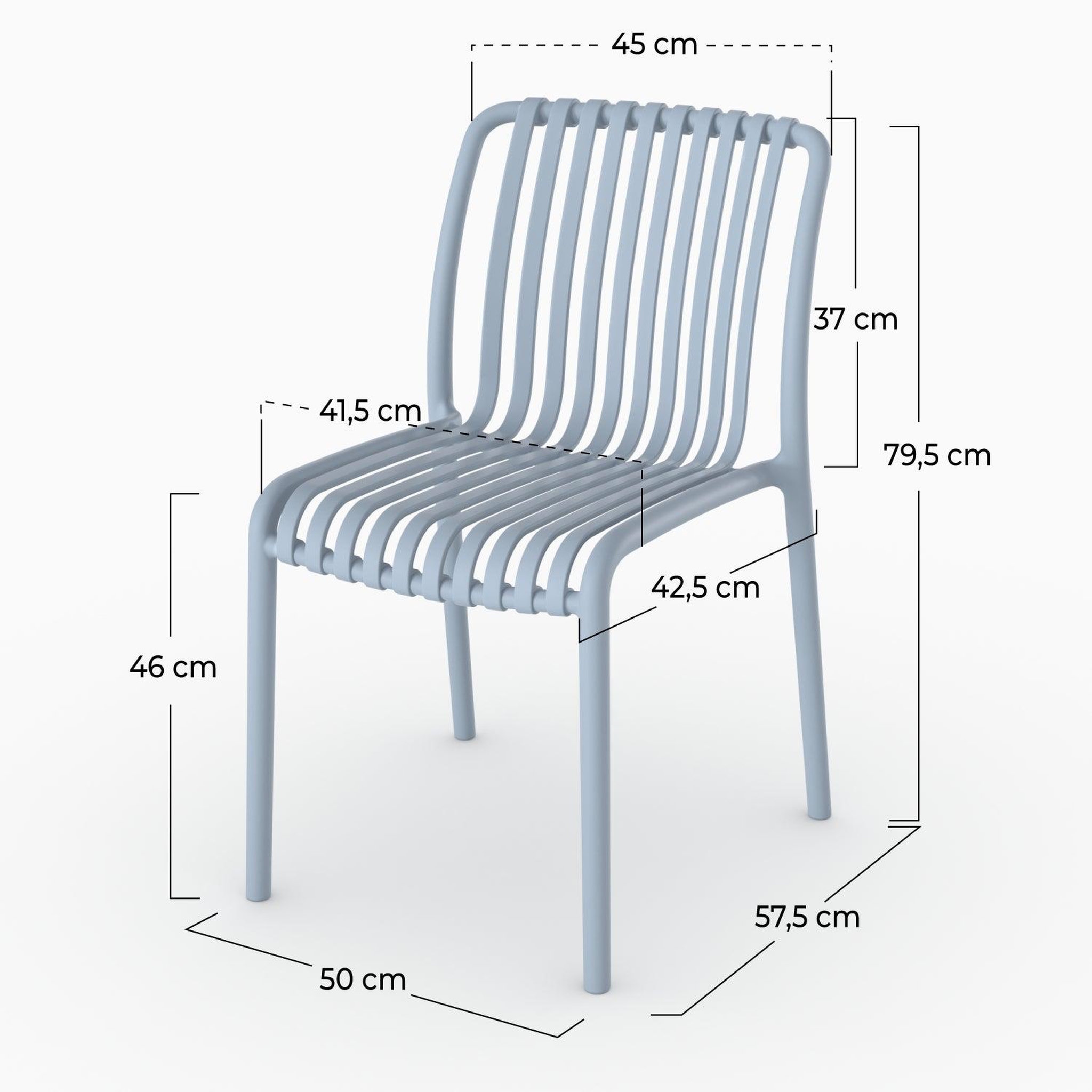 Voir la diapositive 4 : MAISON PAVANE Lot de 2 chaises de jardin empilables en plastique bleu pastel-duli