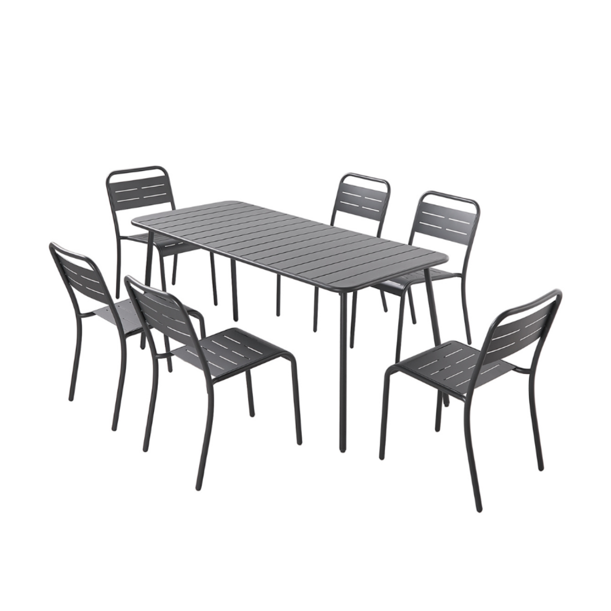 CONCEPT USINE Ensemble table et chaises 6 personnes gris foncé BERGAME