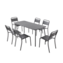 Voir la diapositive 1 : CONCEPT USINE Ensemble table et chaises 6 personnes gris foncé BERGAME