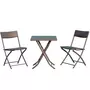 OUTSUNNY Ensemble meubles de jardin design table carré et chaises pliables résine tressée imitation rotin marron