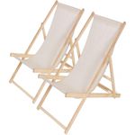 Habitat et Jardin Lot de 2 transats en bois  Chilienne  - 107 x 56.5 x 81 cm - Ecru