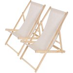 Habitat et Jardin Lot de 2 transats en bois  Chilienne  - 107 x 56.5 x 81 cm - Ecru