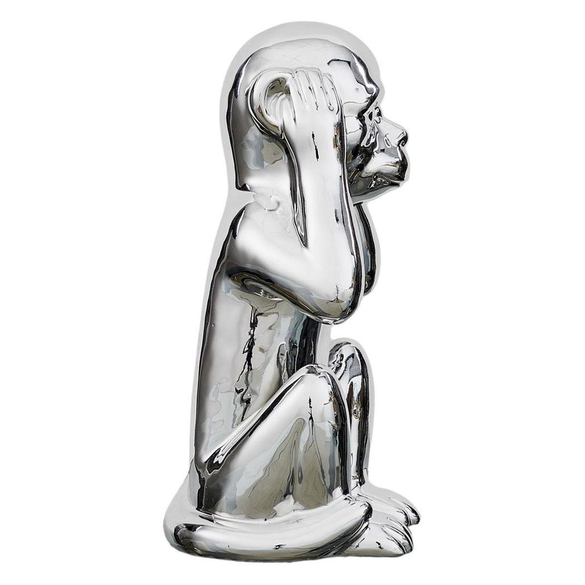 Voir la diapositive 3 : The Home Deco Factory Statuette déco en céramique  singe assis  28cm argent