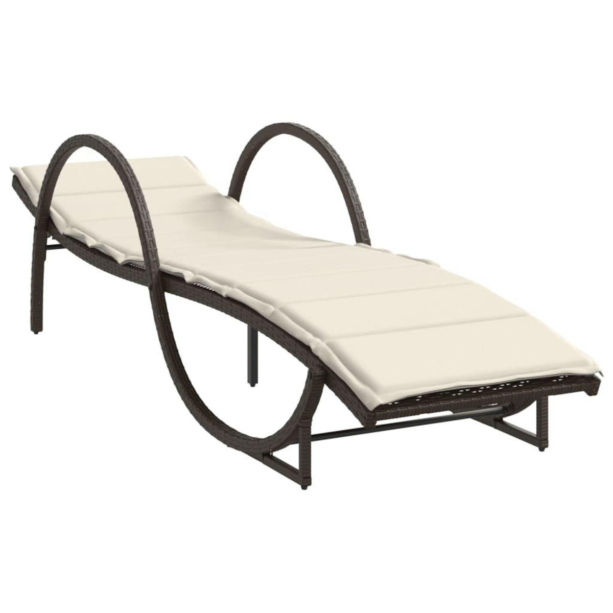 VIDAXL Chaise longue avec coussin marron 60x199x42 cm resine tressee