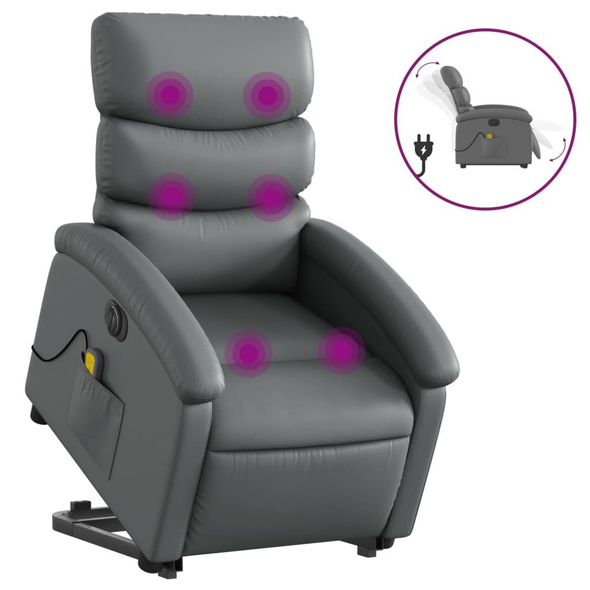 Voir la diapositive 2 : VIDAXL Fauteuil inclinable de massage electrique gris similicuir