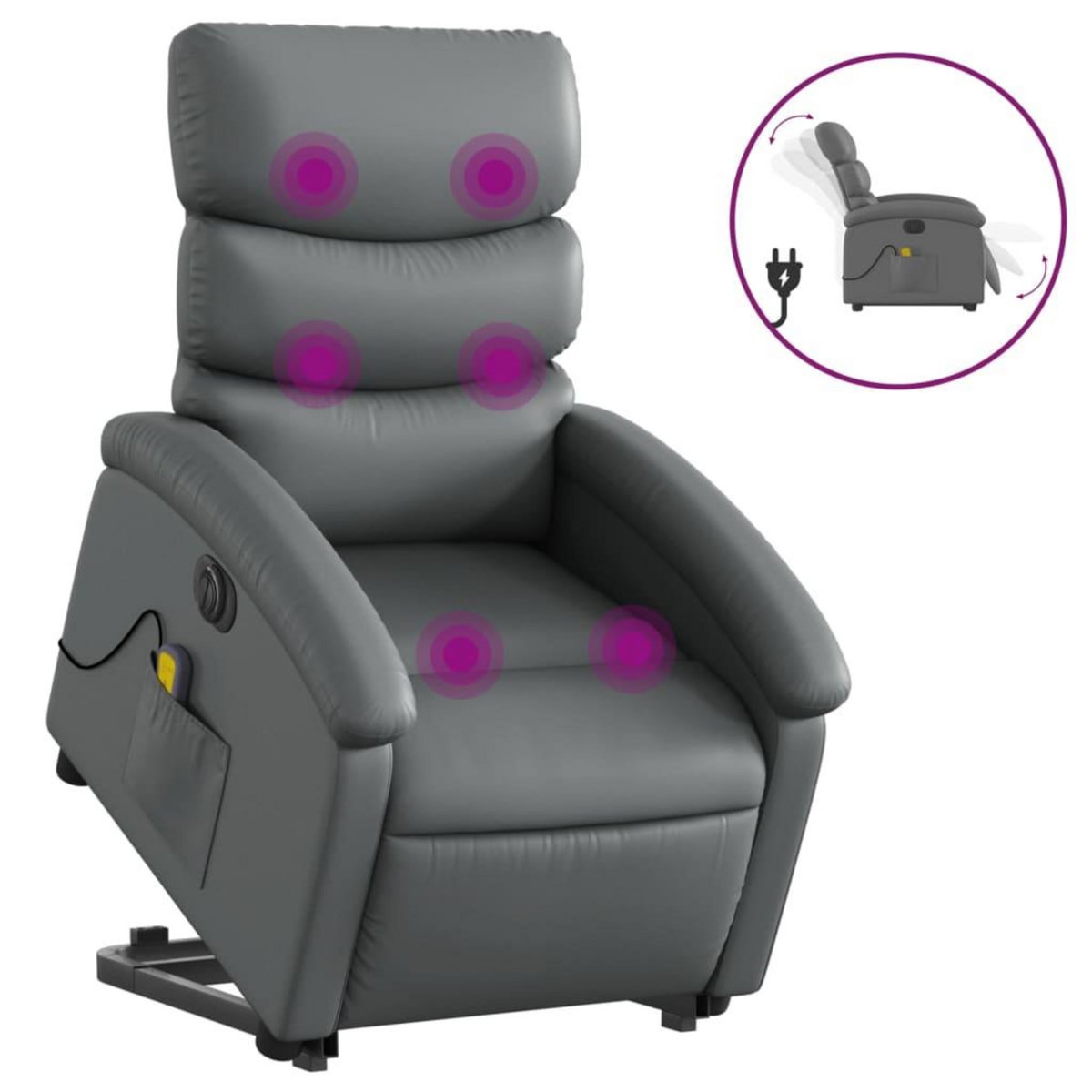 VIDAXL Fauteuil inclinable de massage electrique gris similicuir