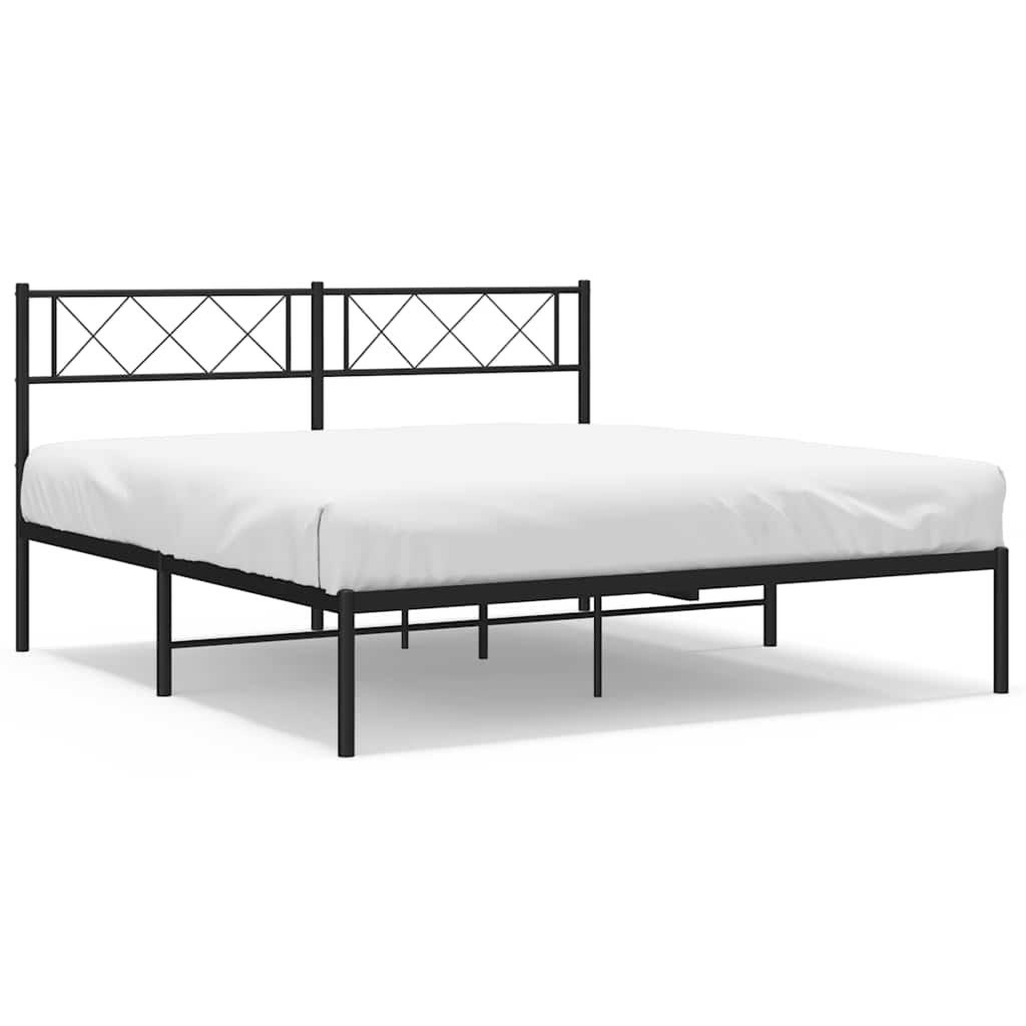 Voir la diapositive 2 : VIDAXL Cadre de lit metal sans matelas avec tete de lit noir 150x200cm