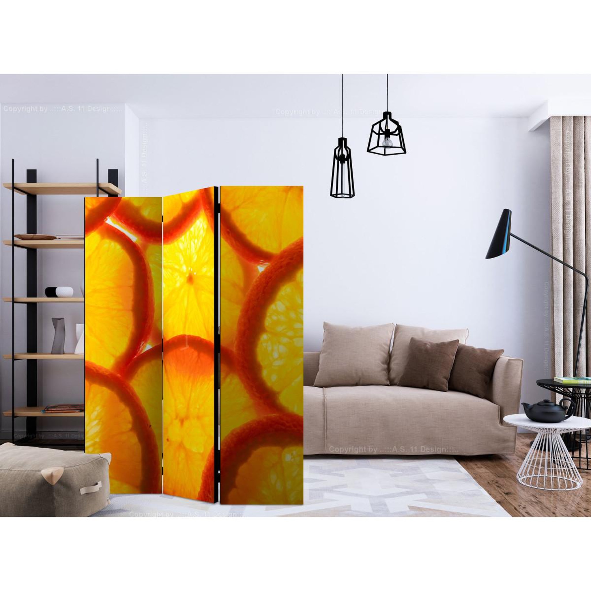 Voir la diapositive 2 : Paris Prix Paravent 3 volets  orange slices  135x172cm