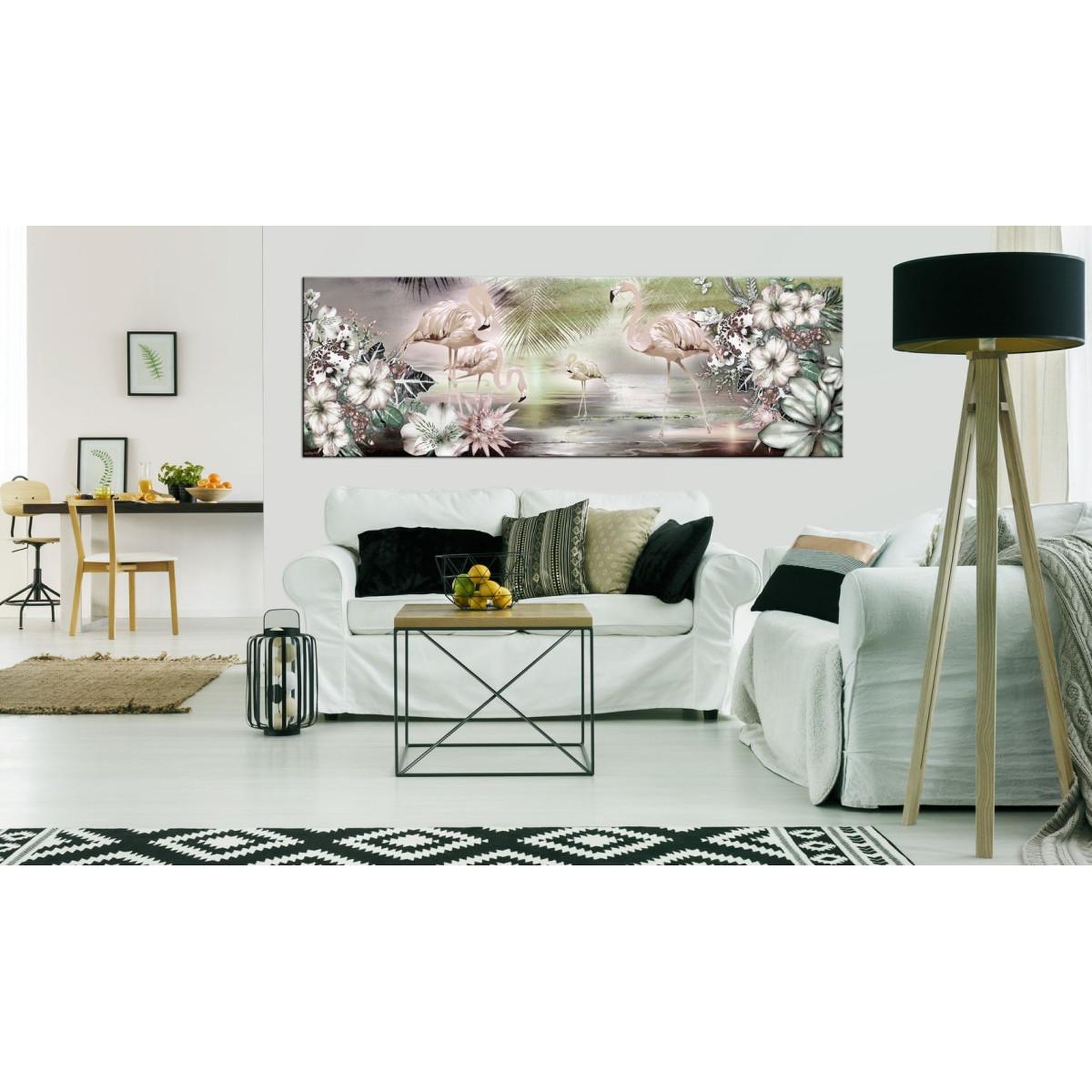 Voir la diapositive 2 : Paris Prix Tableau imprimé  flamingoes & flowers