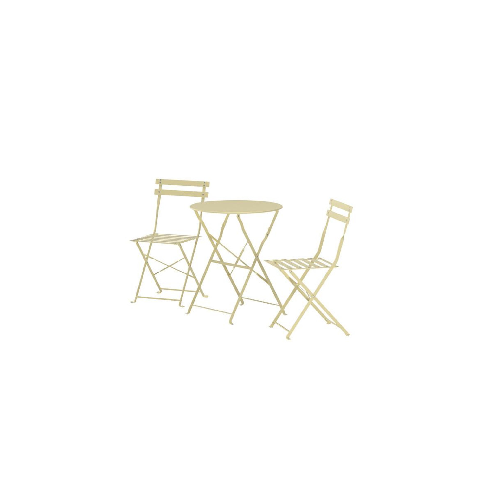 Voir la diapositive 2 : Paris Prix Ensemble table de jardin & 2 chaises  tao  71cm jaune