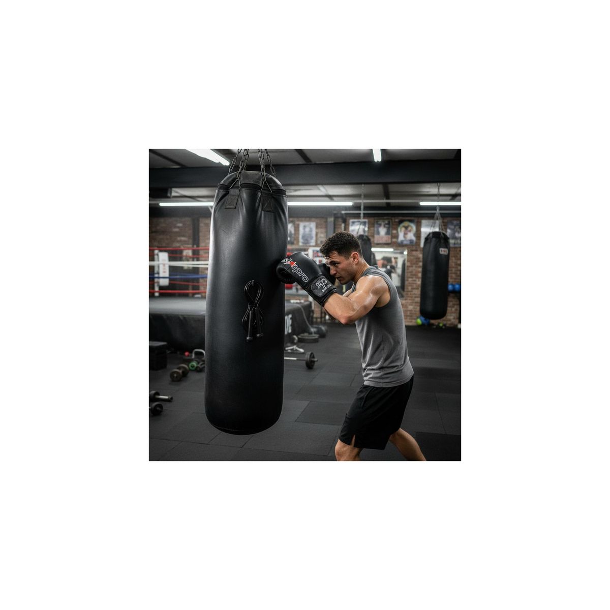 O'Fitness Kit de boxe - O'fitness - Contient : Gants, bandes et corde à sauter - Sacoche de transport inclus