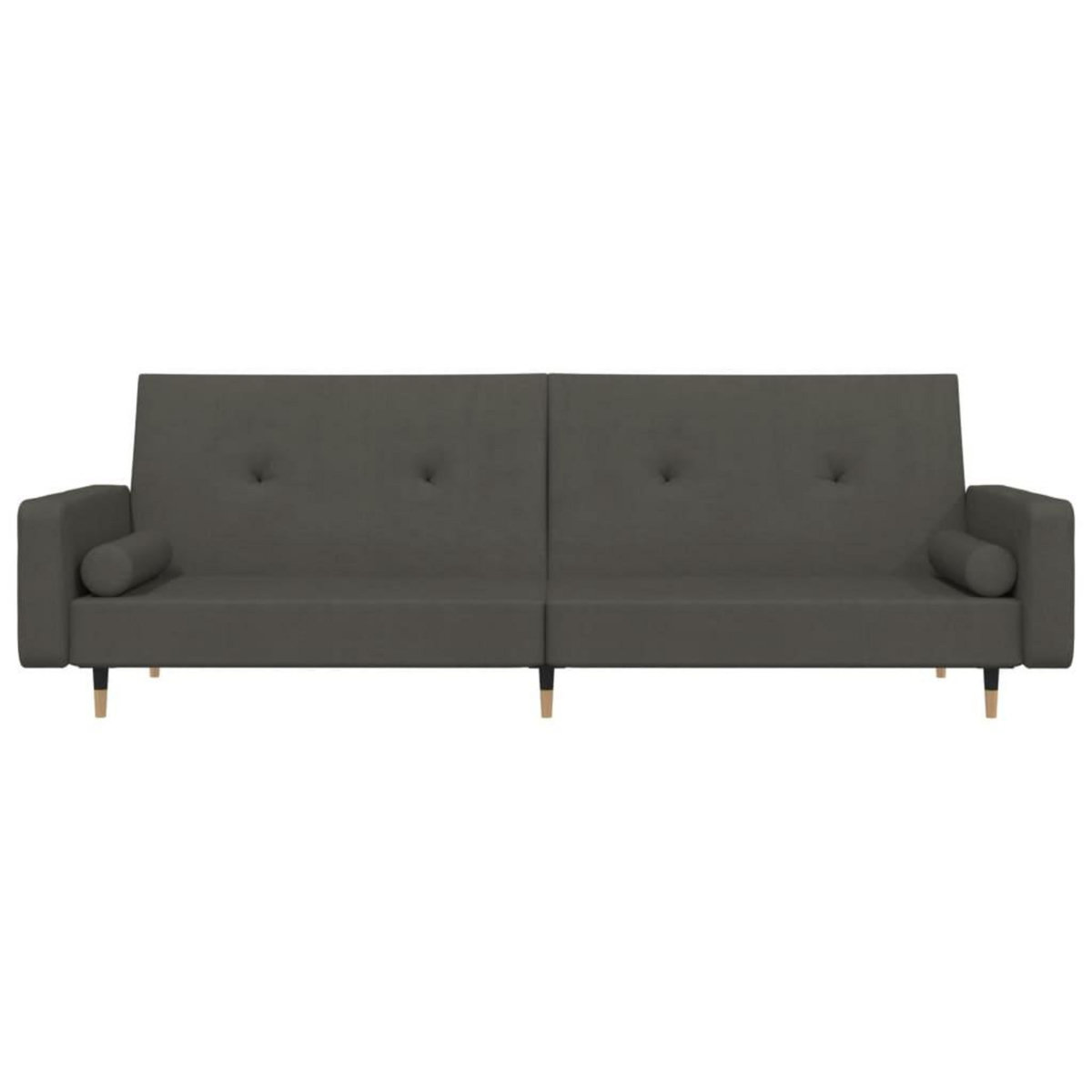 VIDAXL Canape-lit a 2 places avec deux oreillers Gris fonce Velours