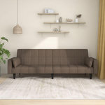 VIDAXL Canape-lit a 2 places avec deux oreillers taupe tissu
