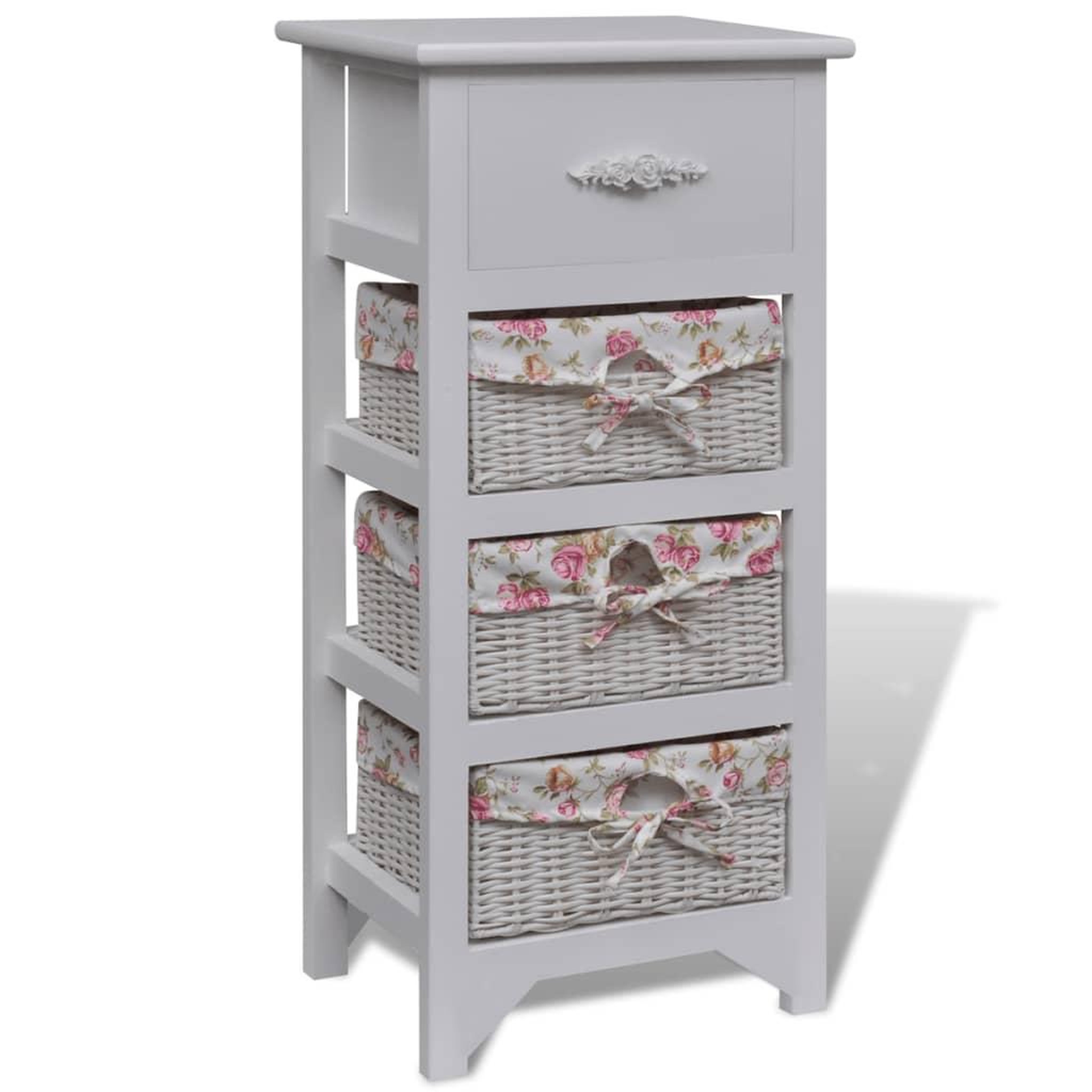 Voir la diapositive 1 : VIDAXL Armoire avec 1 tiroir et 3 paniers Blanc Bois de Paulownia