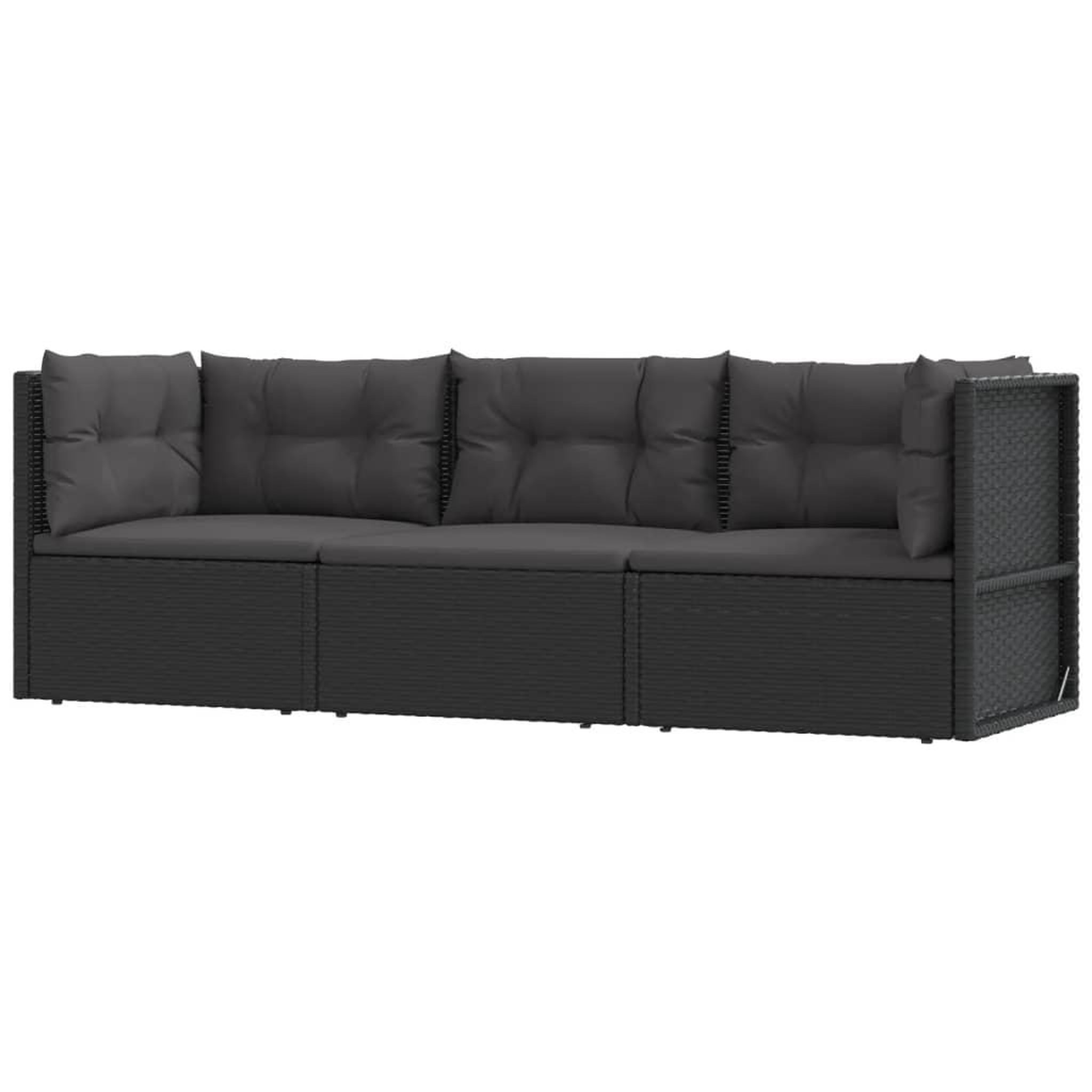 Voir la diapositive 2 : VIDAXL Salon de jardin 3 pcs avec coussins Noir Resine tressee