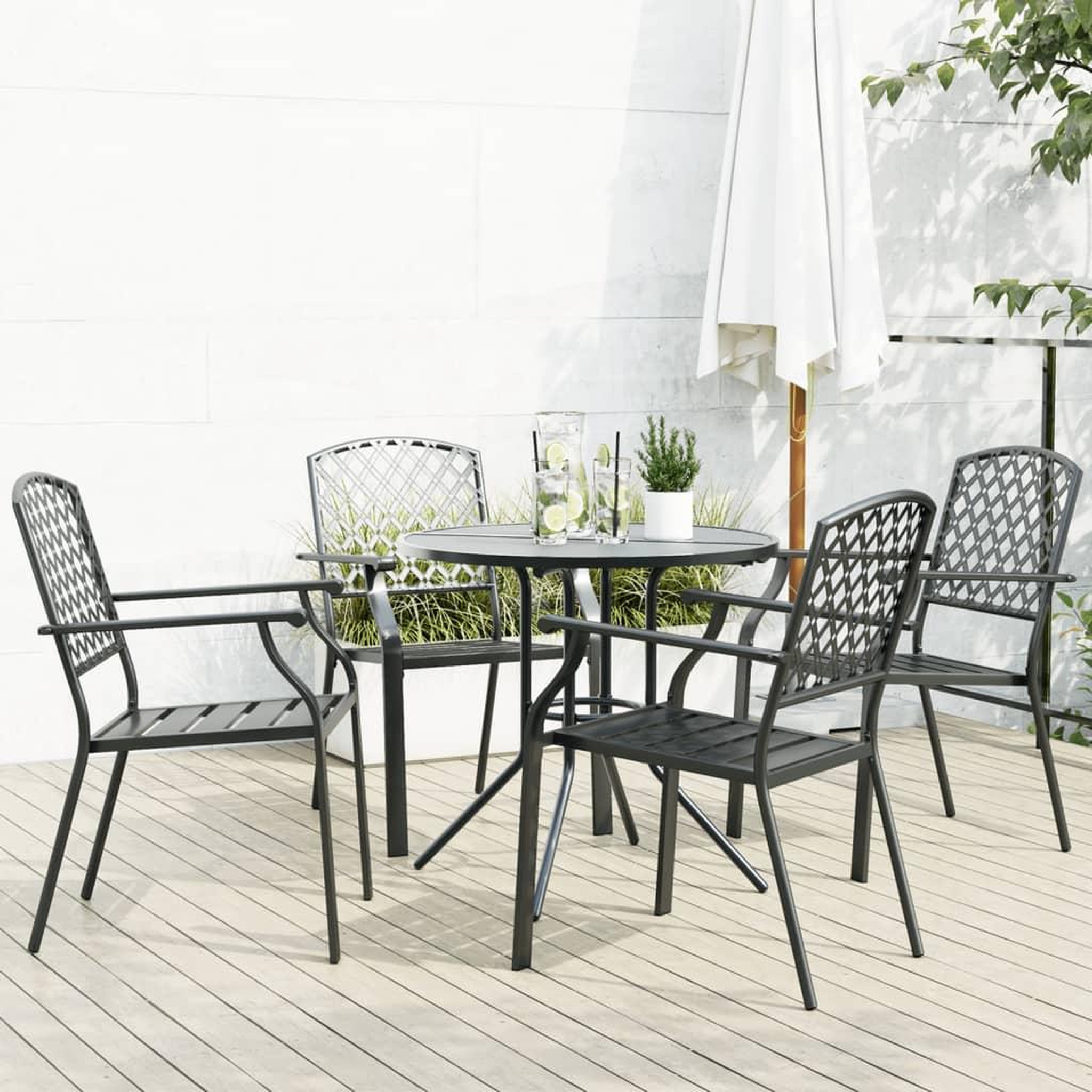 VIDAXL Ensemble de chaises de jardin empilables 5 pcs anthracite