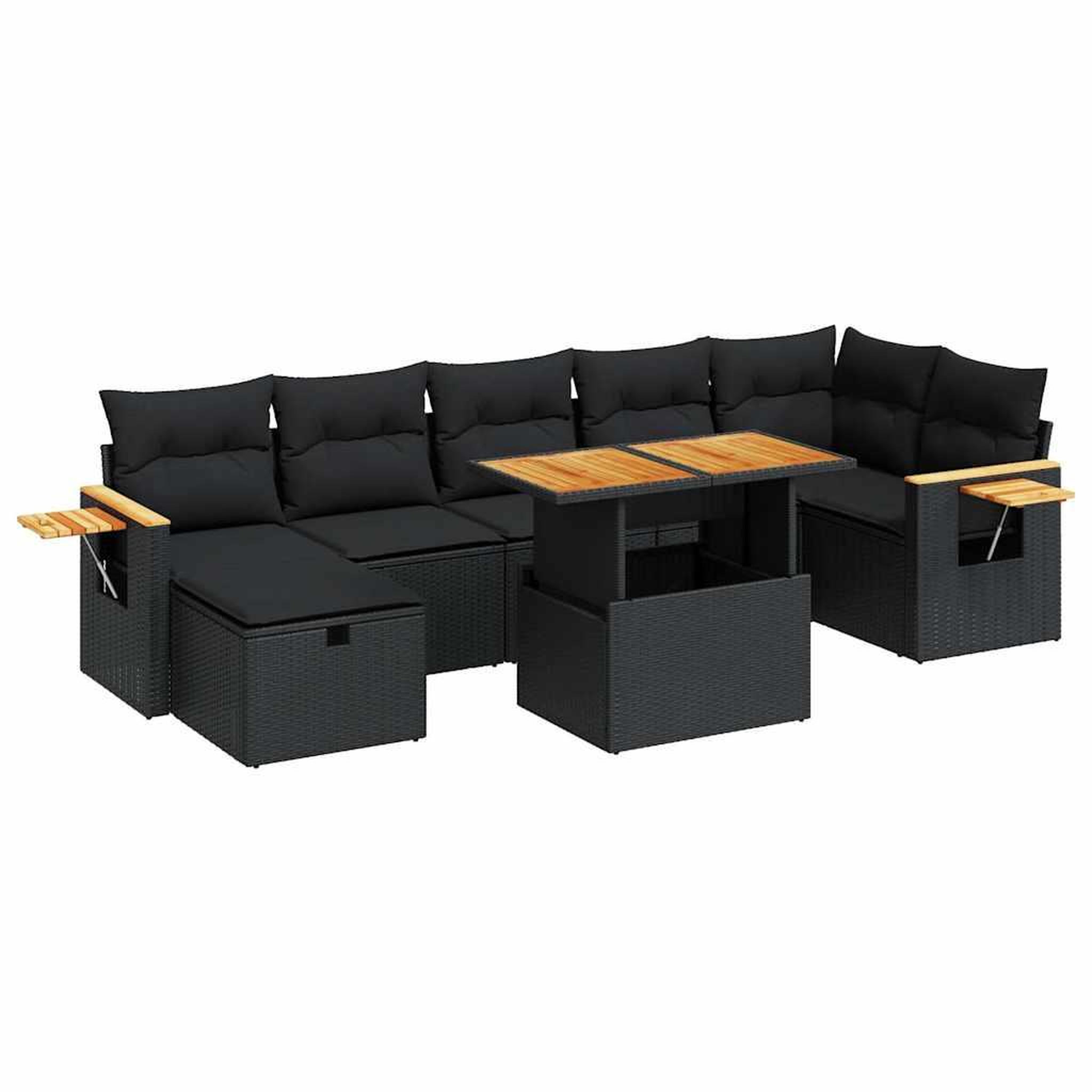 Voir la diapositive 2 : VIDAXL Salon de jardin 5 pcs avec coussins noir resine tressee