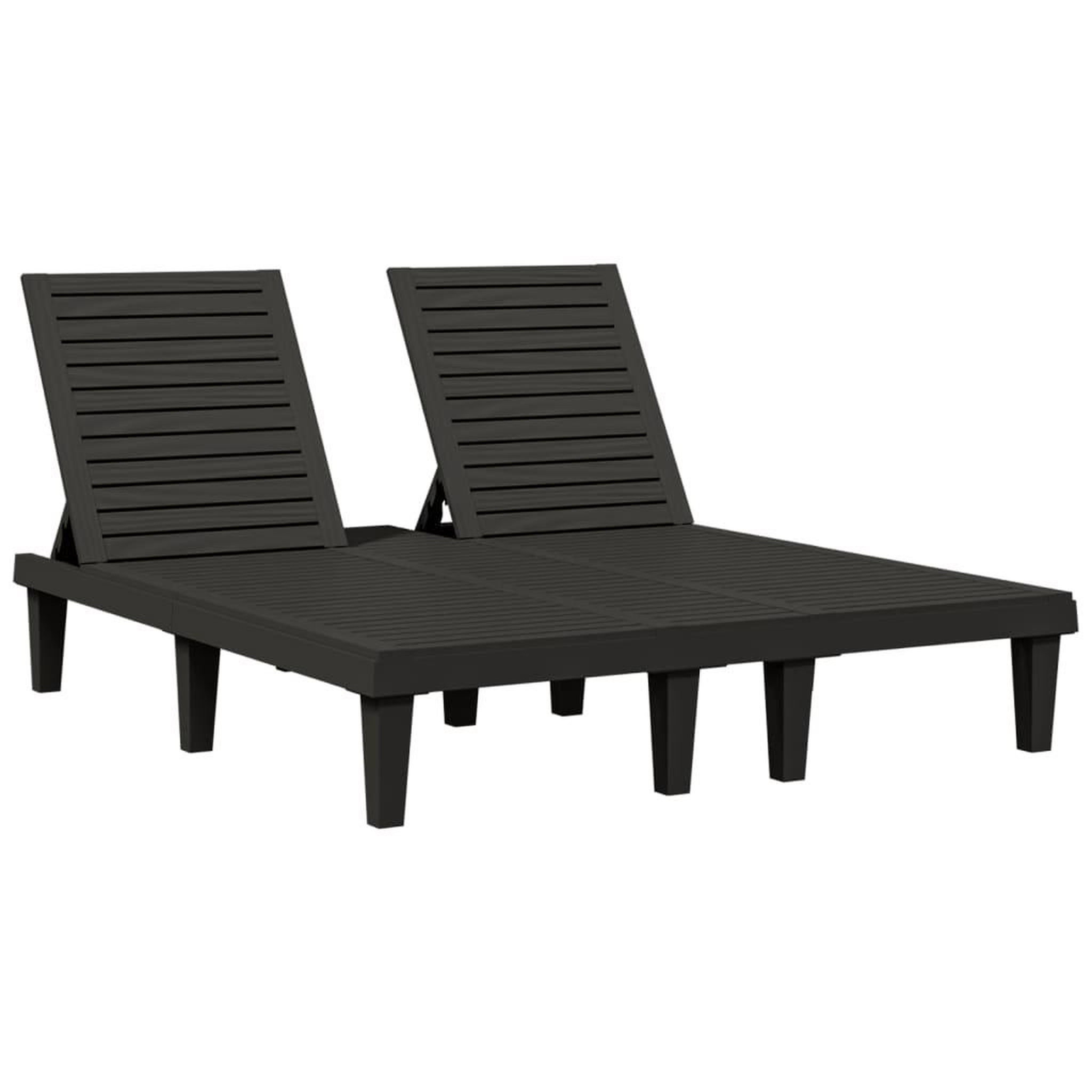 Voir la diapositive 2 : VIDAXL Chaise longue double noir 155x138x83 cm polypropylene