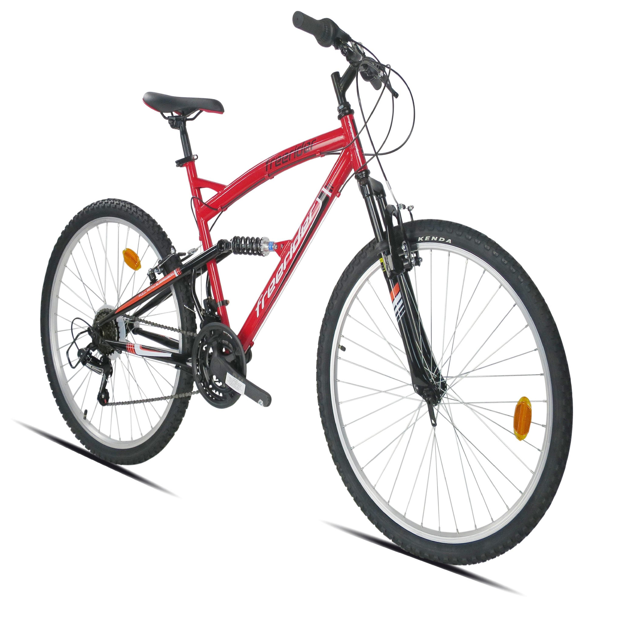 Voir la diapositive 5 : FREERIDER Vélo VTT 26'' - Modèle Tout Suspendu Freerider  - Cadre Acier - 18 Vitesses - Dérailleur arrière Shimano TY21 - Freins V-Brake - Fourche télescopique