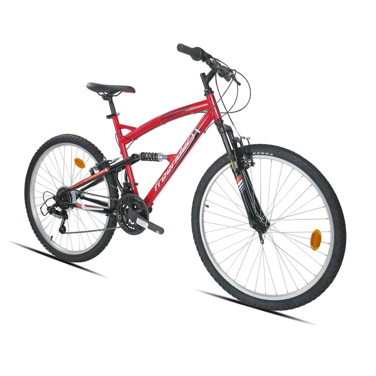 FREERIDER Vélo VTT 26'' - Modèle Tout Suspendu Freerider  - Cadre Acier - 18 Vitesses - Dérailleur arrière Shimano TY21 - Freins V-Brake - Fourche télescopique