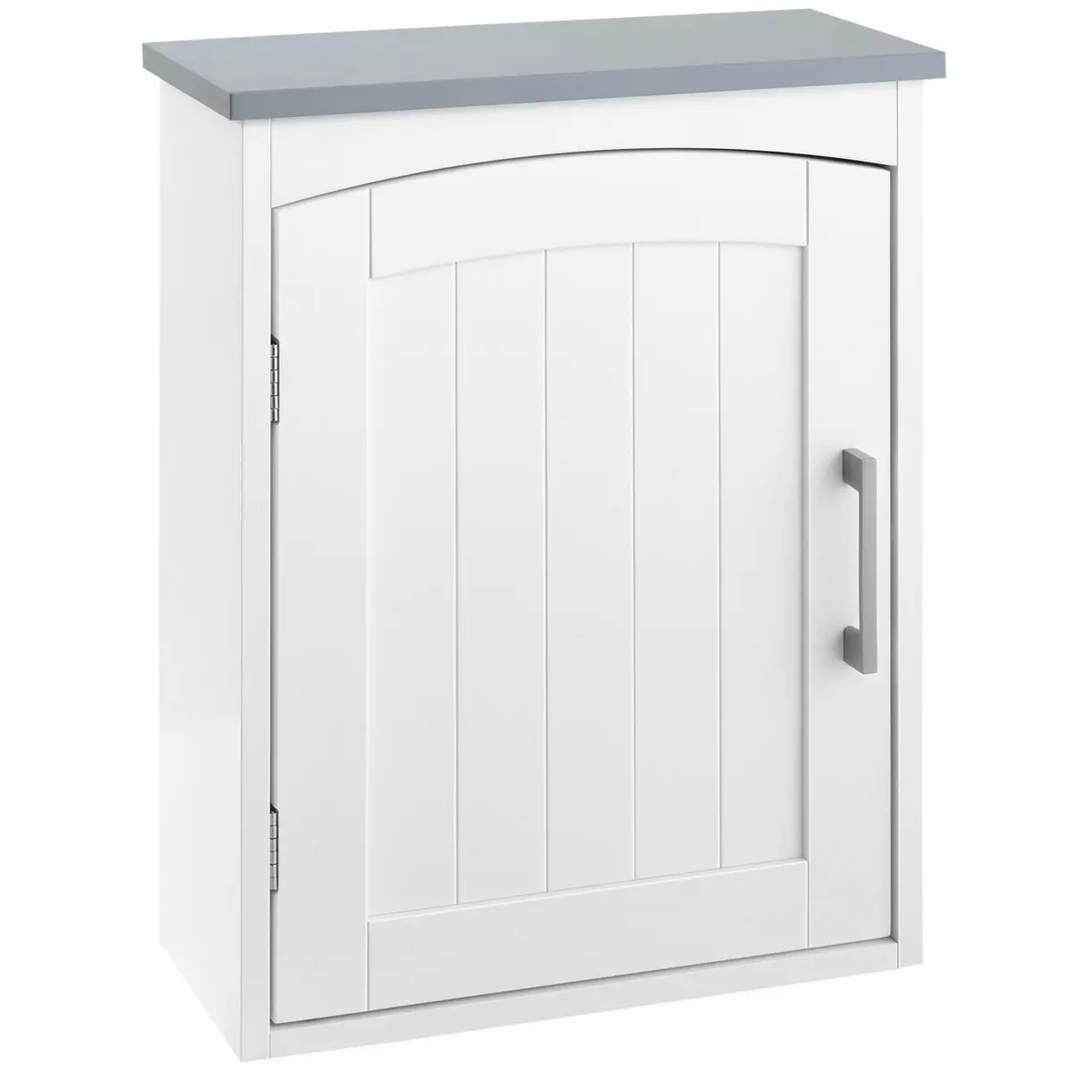 KLEANKIN Armoire haute murale de salle de bain ou WC - placard porte avec étagère réglable - dim. 41L x 18l x 52H cm - MDF blanc gris