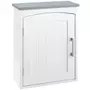 KLEANKIN Armoire haute murale de salle de bain ou WC - placard porte avec étagère réglable - dim. 41L x 18l x 52H cm - MDF blanc gris