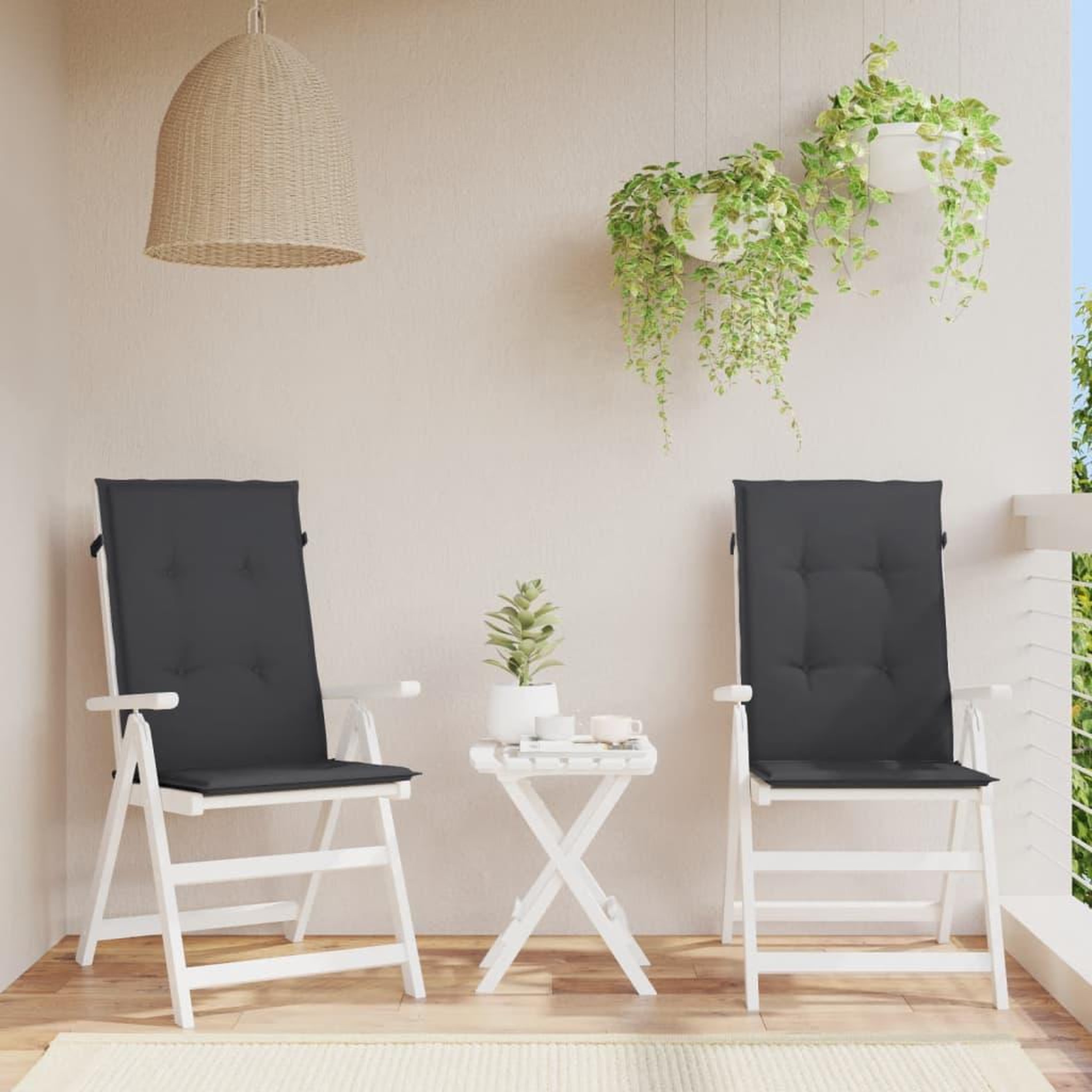 Voir la diapositive 1 : VIDAXL Coussins de chaise de jardin a dossier haut lot de 2 noir tissu