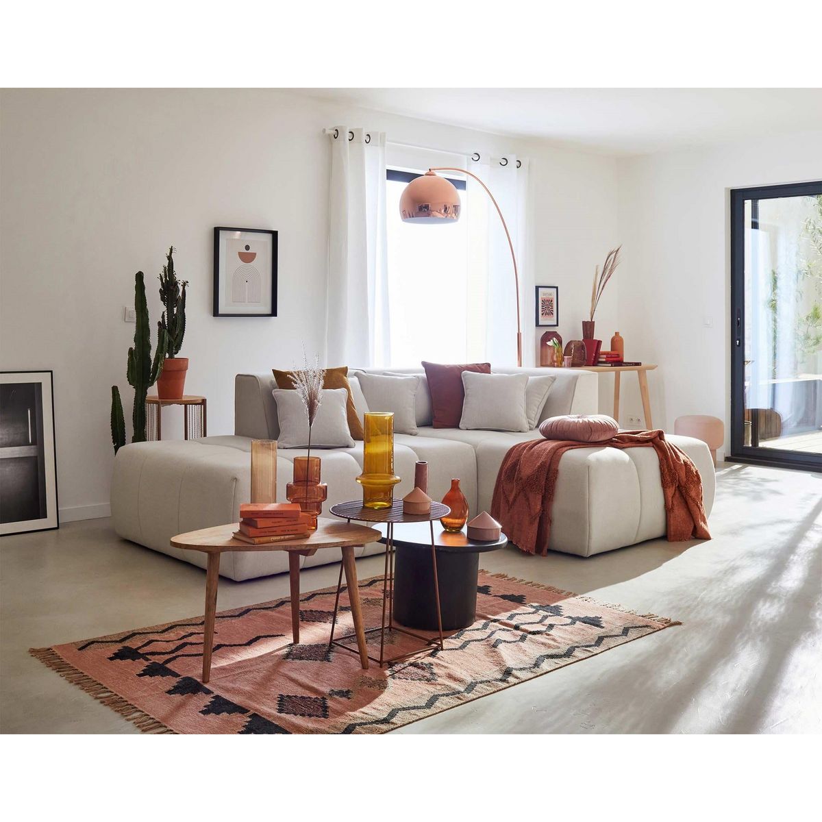 LISA DESIGN Caracas - canapé modulable d'angle droit - 4 places - en tissu