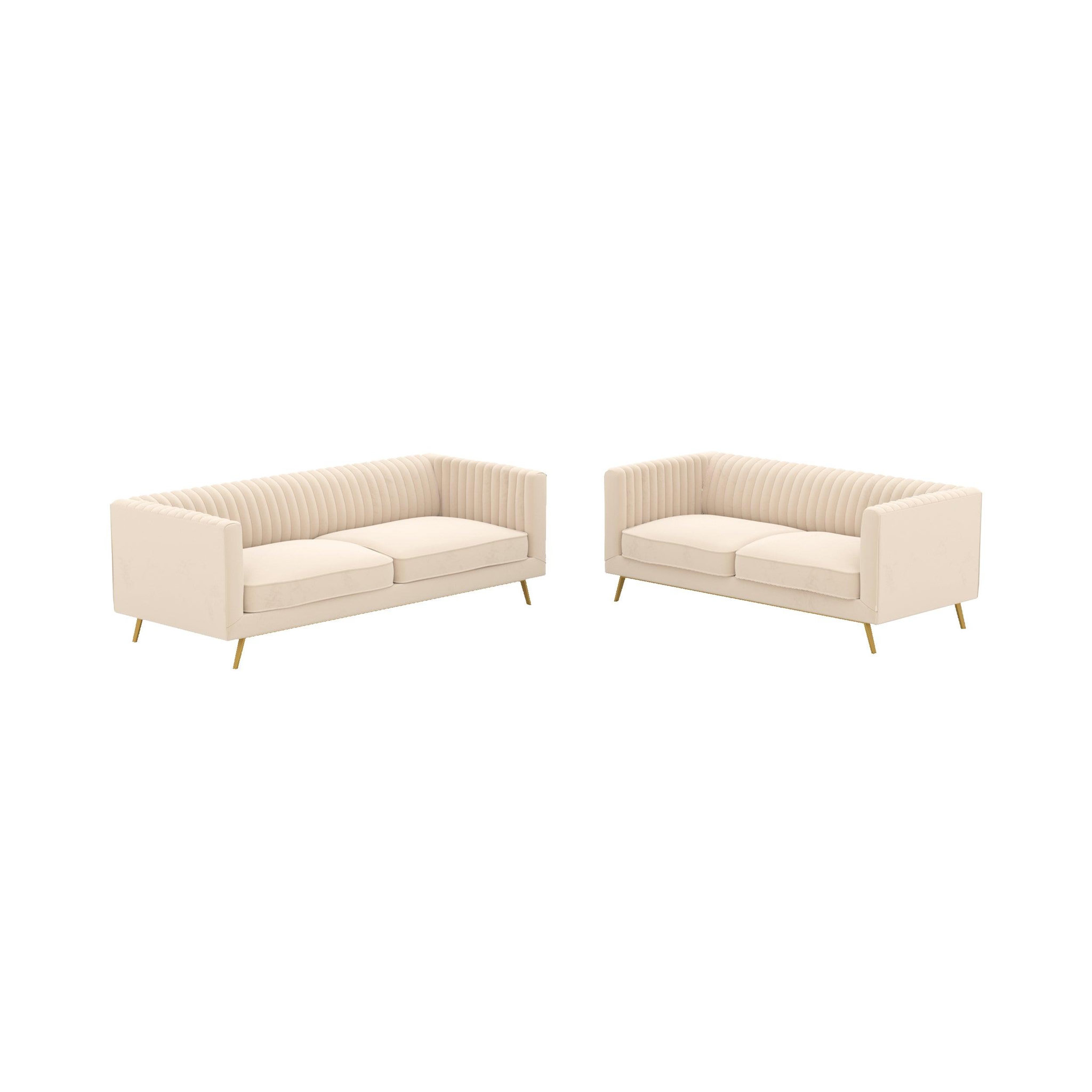 MAISON PAVANE Ensemble canapés en velours beige 5 places-gatsby