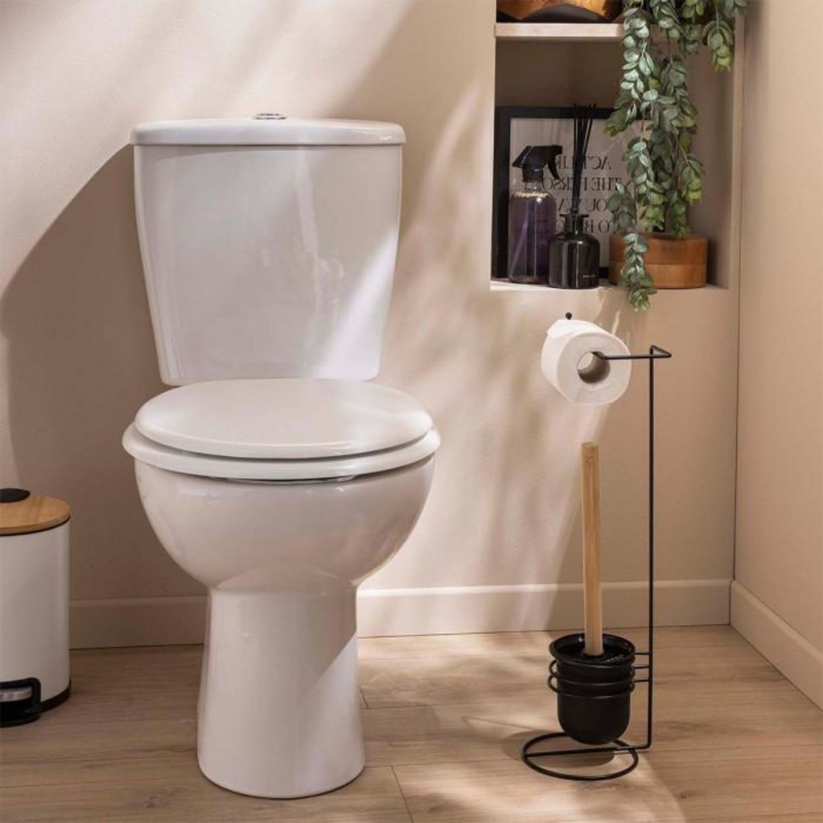 Paris Prix Brosse WC Avec Dérouleur Papier  Filano  53cm Noir