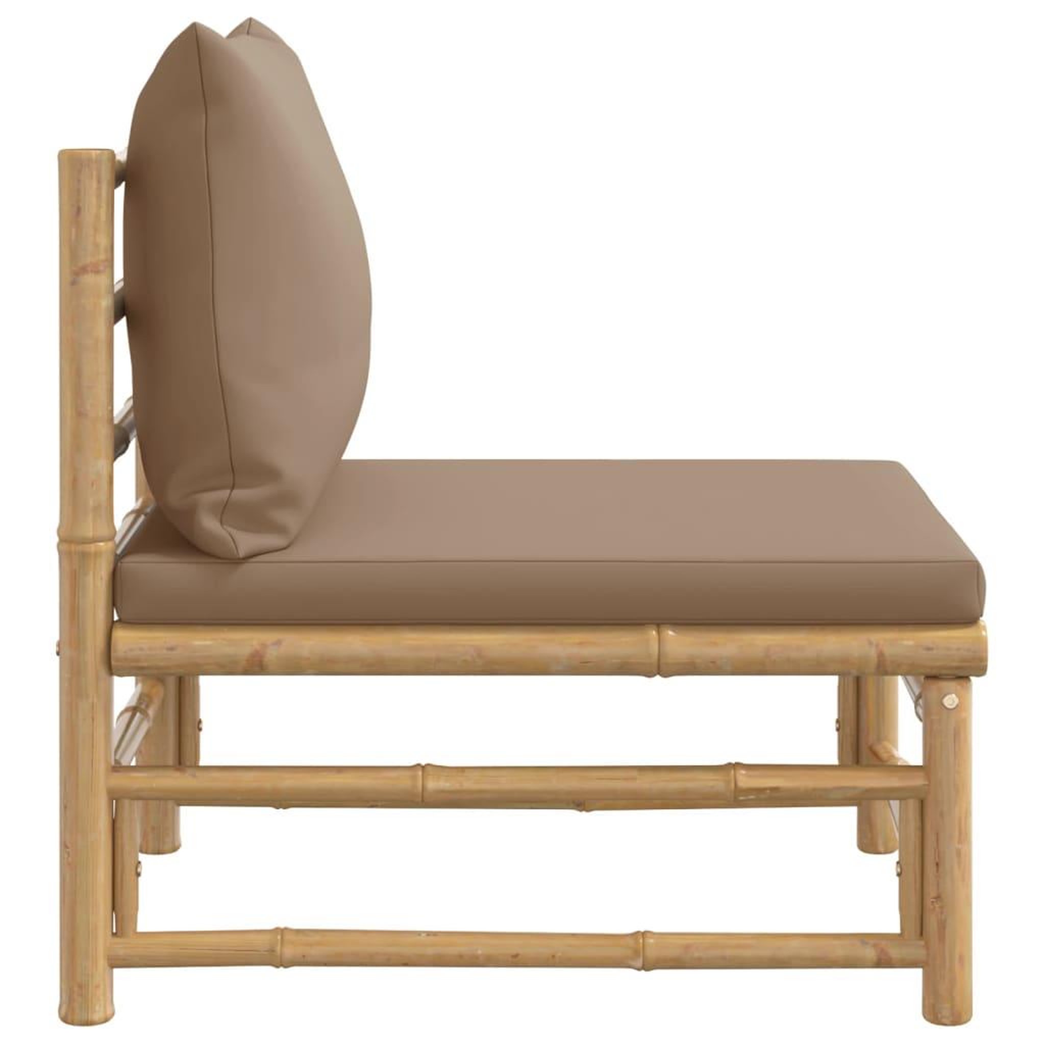 Voir la diapositive 4 : VIDAXL Canape central de jardin avec coussins taupe bambou