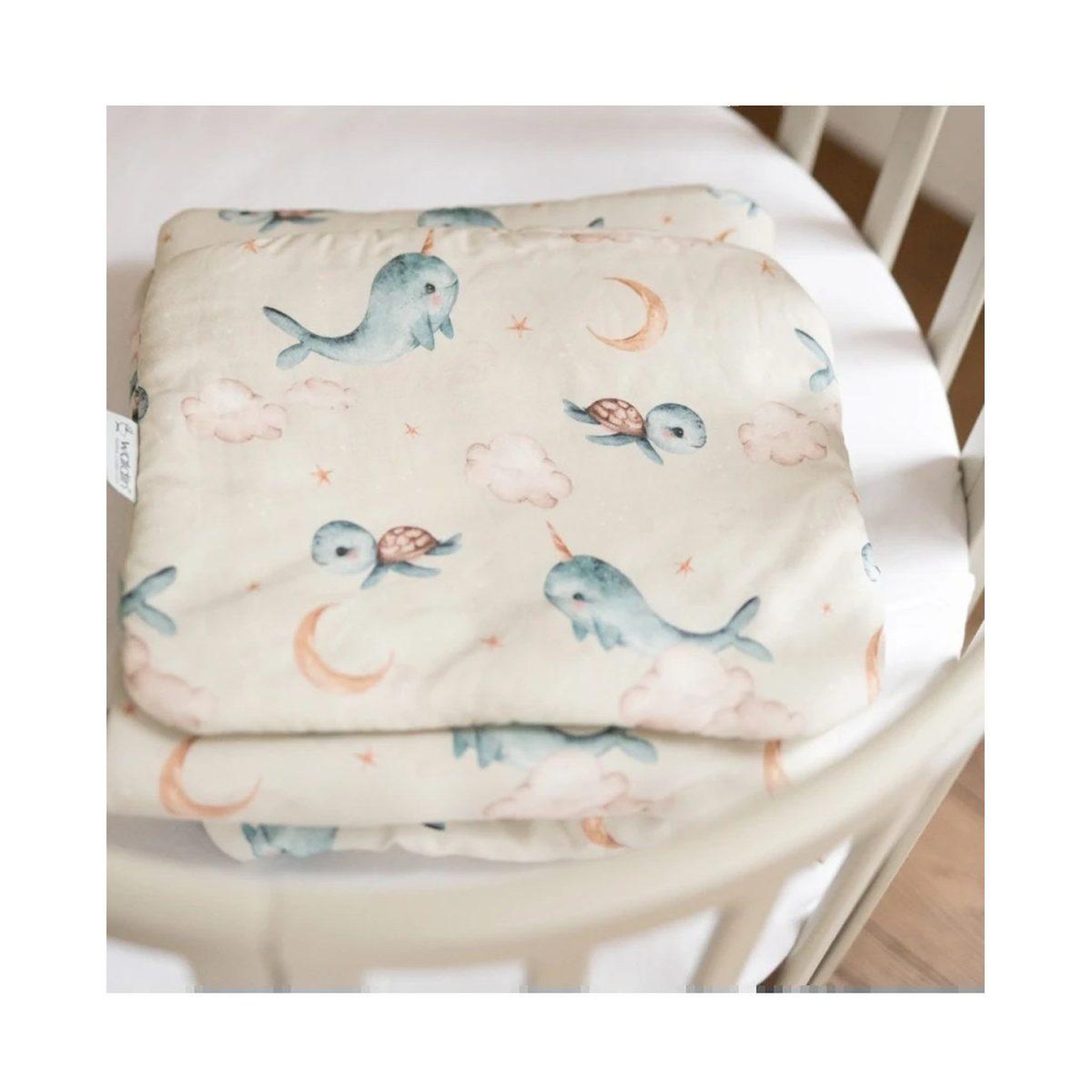 Voir la diapositive 3 : WALDIN Oreiller bébé 40 × 30 cm - motif baleine, beige