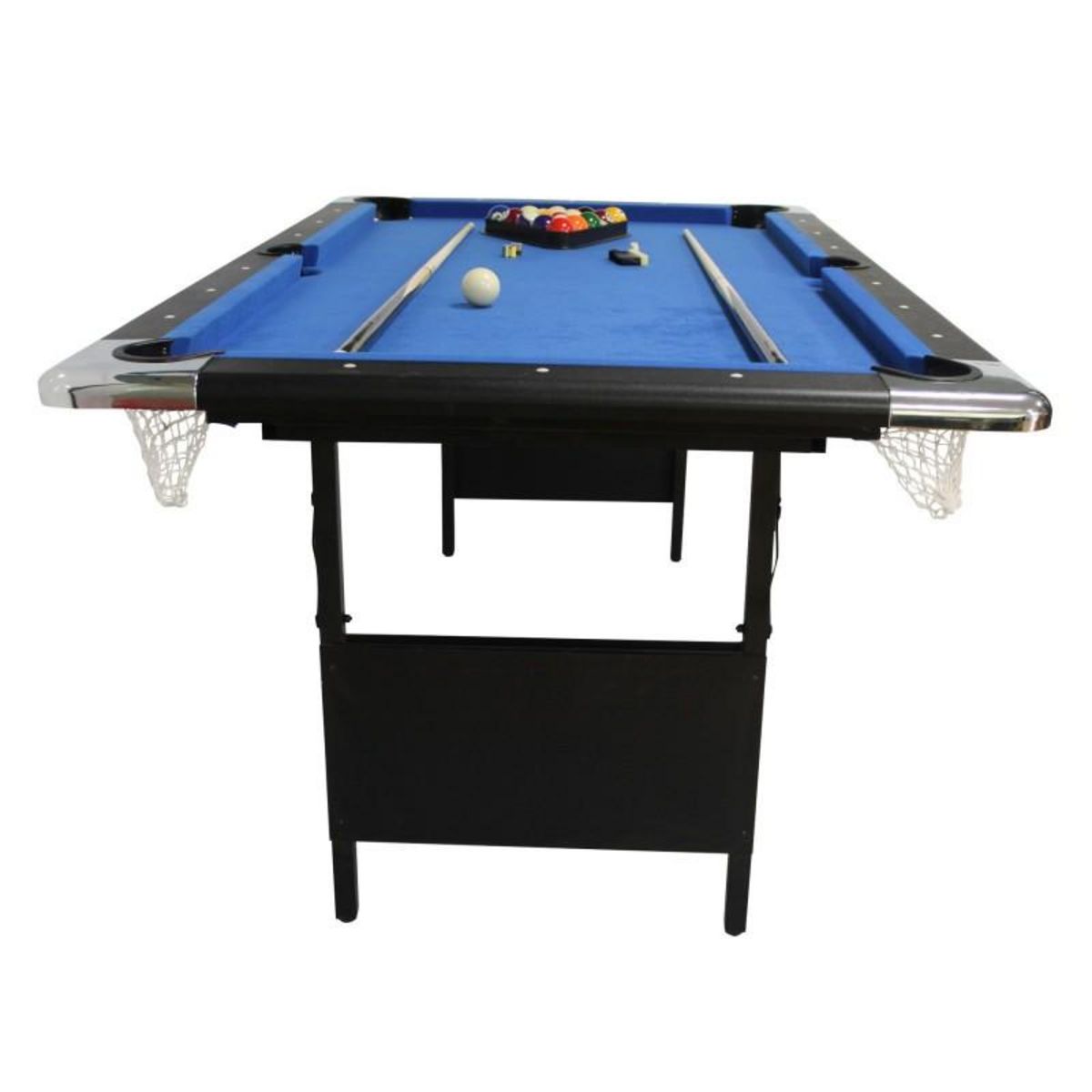 PLAY4FUN Billard pliable, Table de Billard avec Accessoires, 193 x 109 x 81 cm - Noir et Tapis Bleu