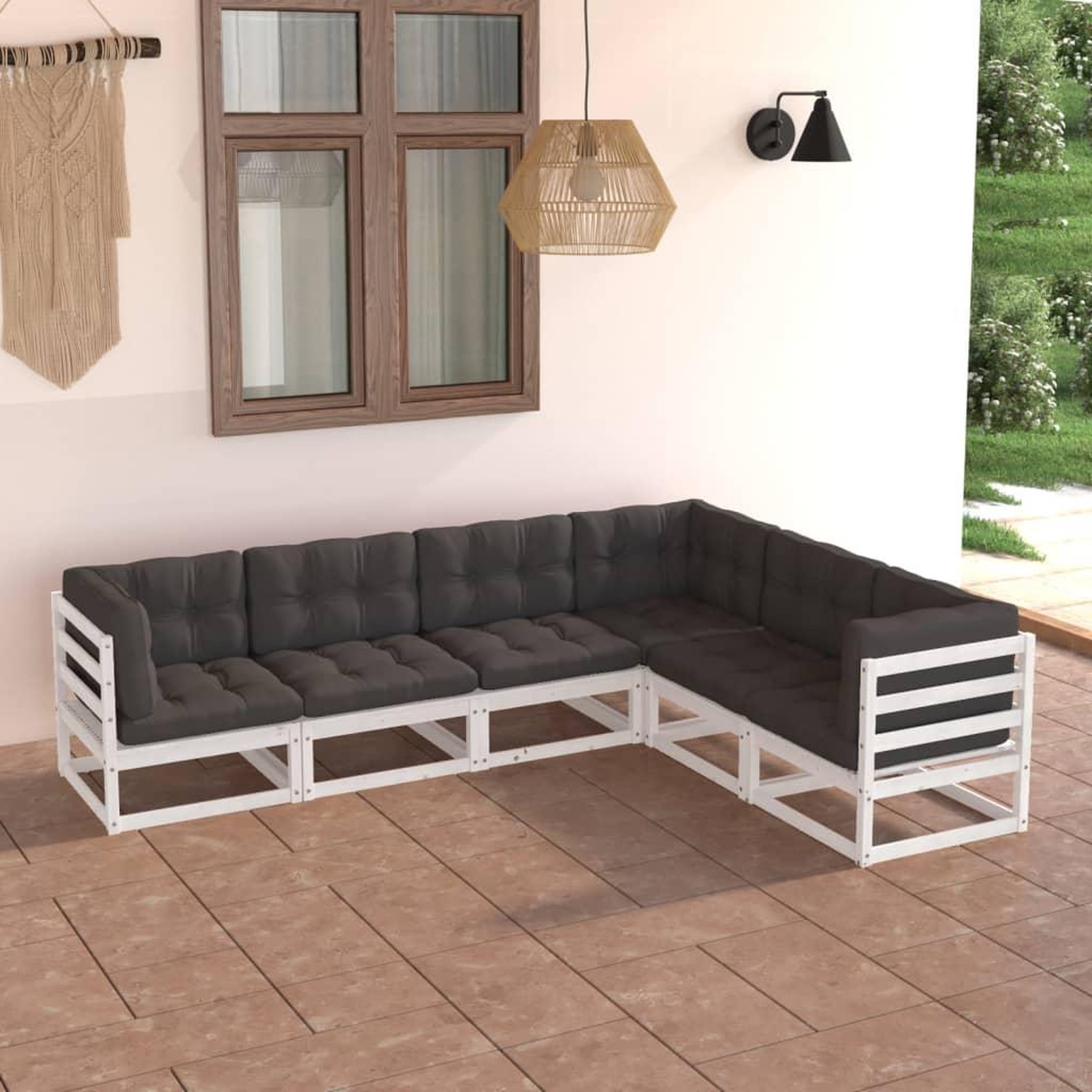 Voir la diapositive 1 : VIDAXL Salon de jardin 6 pcs avec coussins Bois de pin massif