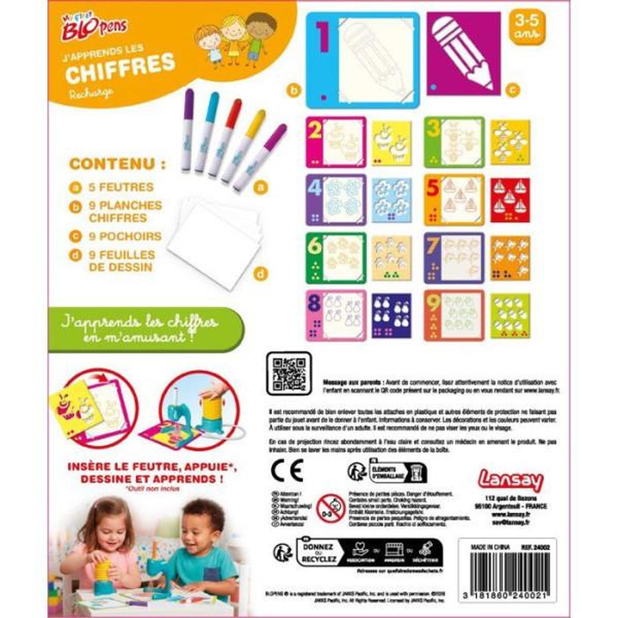 Voir la diapositive 4 : LANSAY Loisir créatif - LANSAY - MY FIRST BLOPENS - jeu de coloriage - J'APPRENDS LES CHIFFRES - Des 3 ans