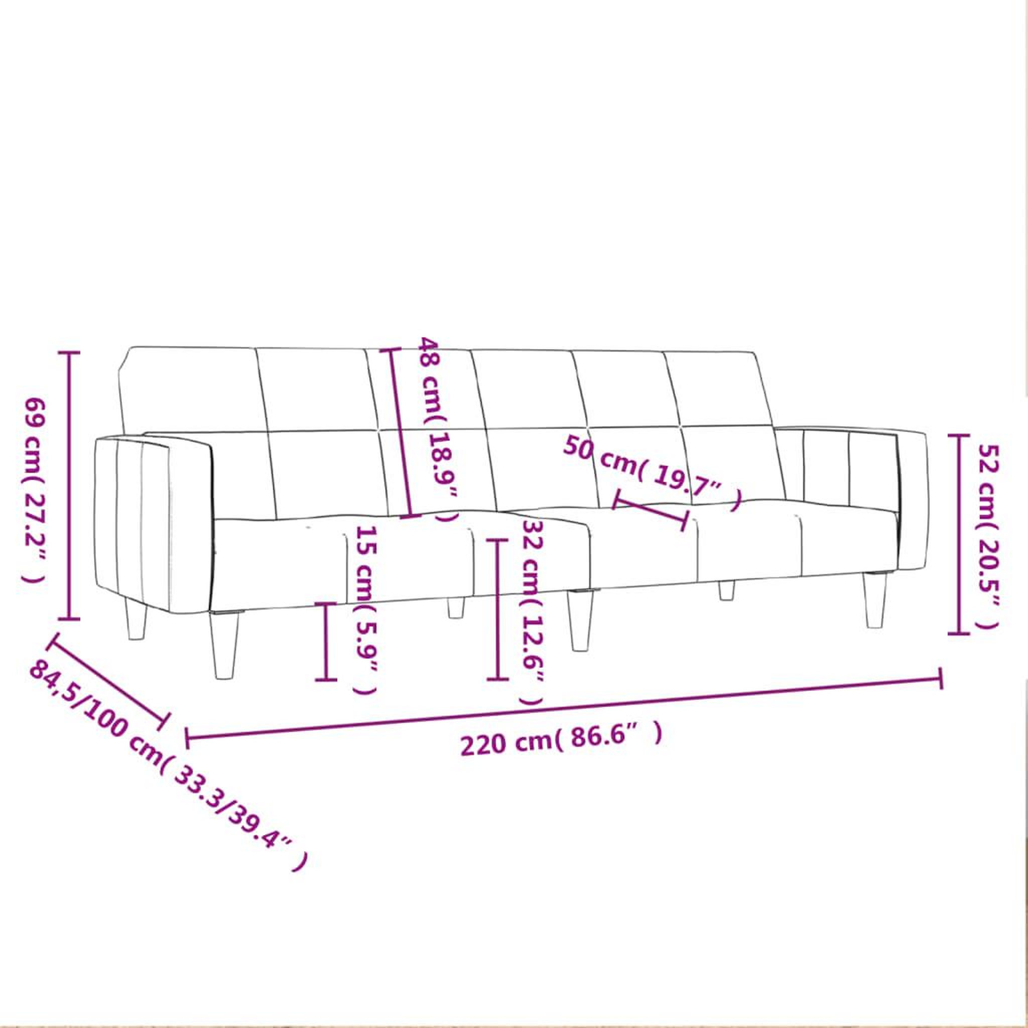 Voir la diapositive 6 : VIDAXL Canape-lit a 2 places tissu