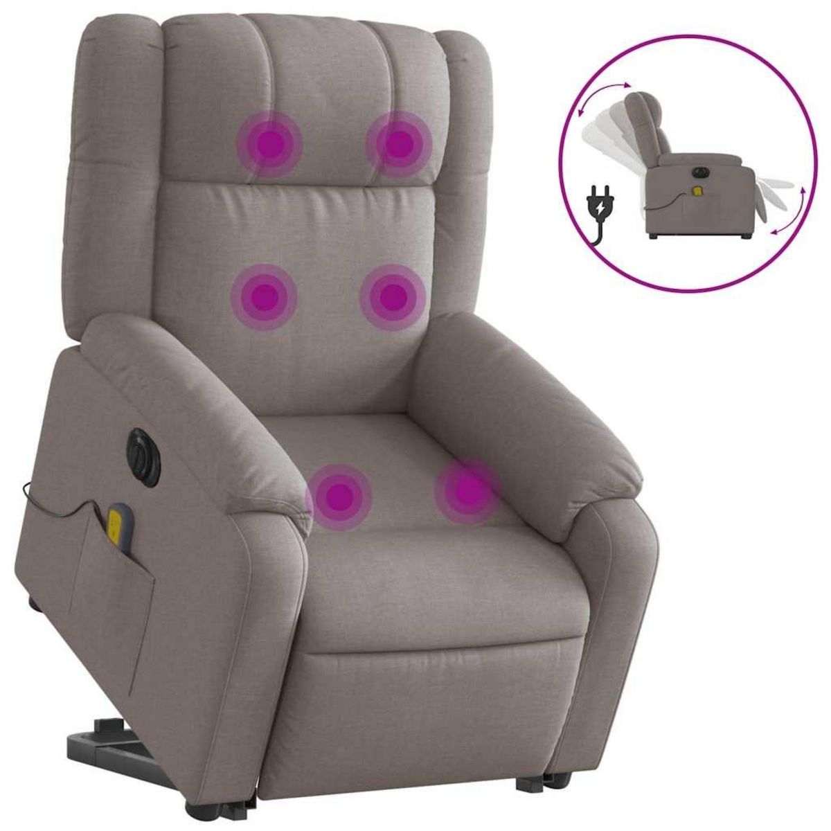 VIDAXL Fauteuil inclinable de massage electrique Taupe Tissu