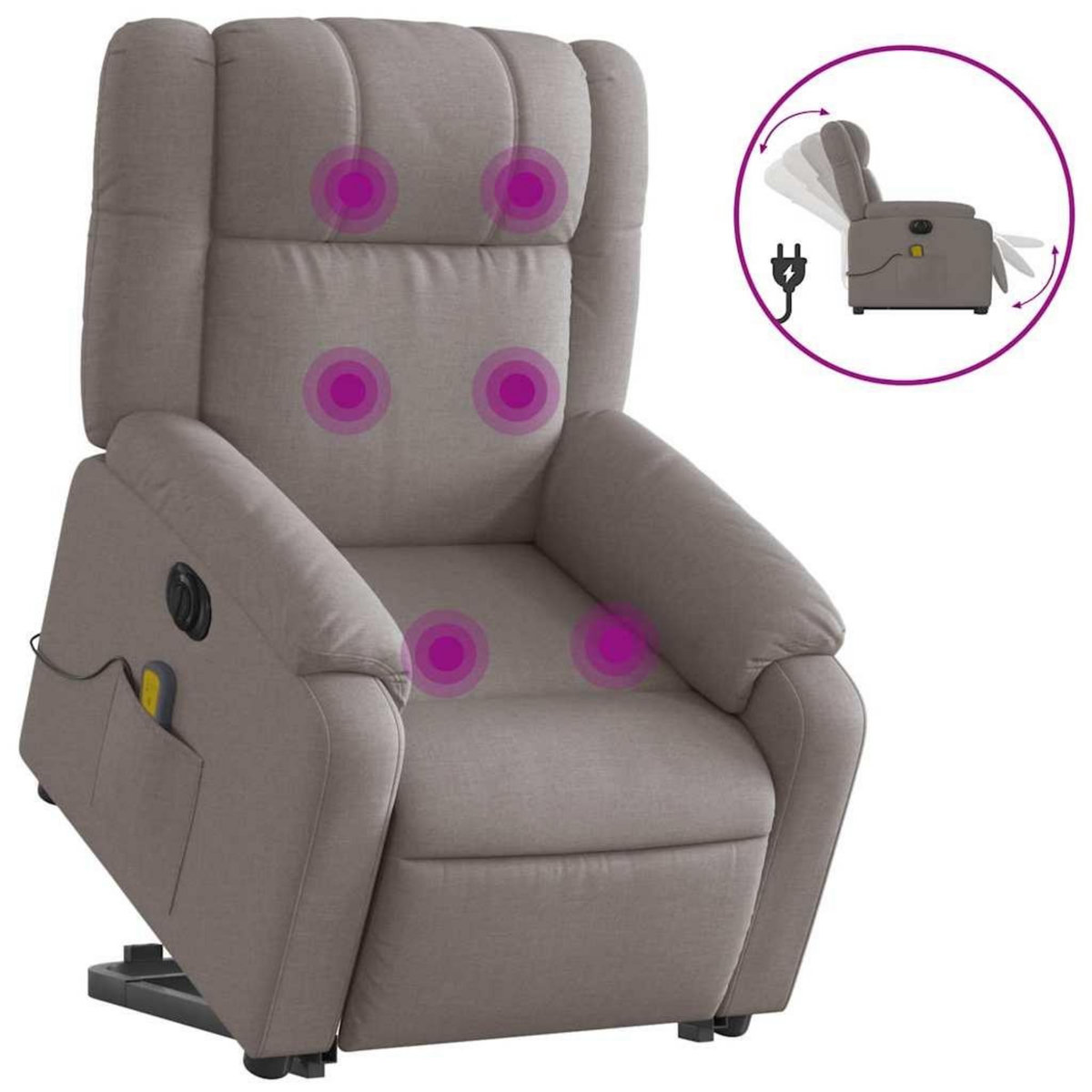 VIDAXL Fauteuil inclinable de massage electrique Taupe Tissu