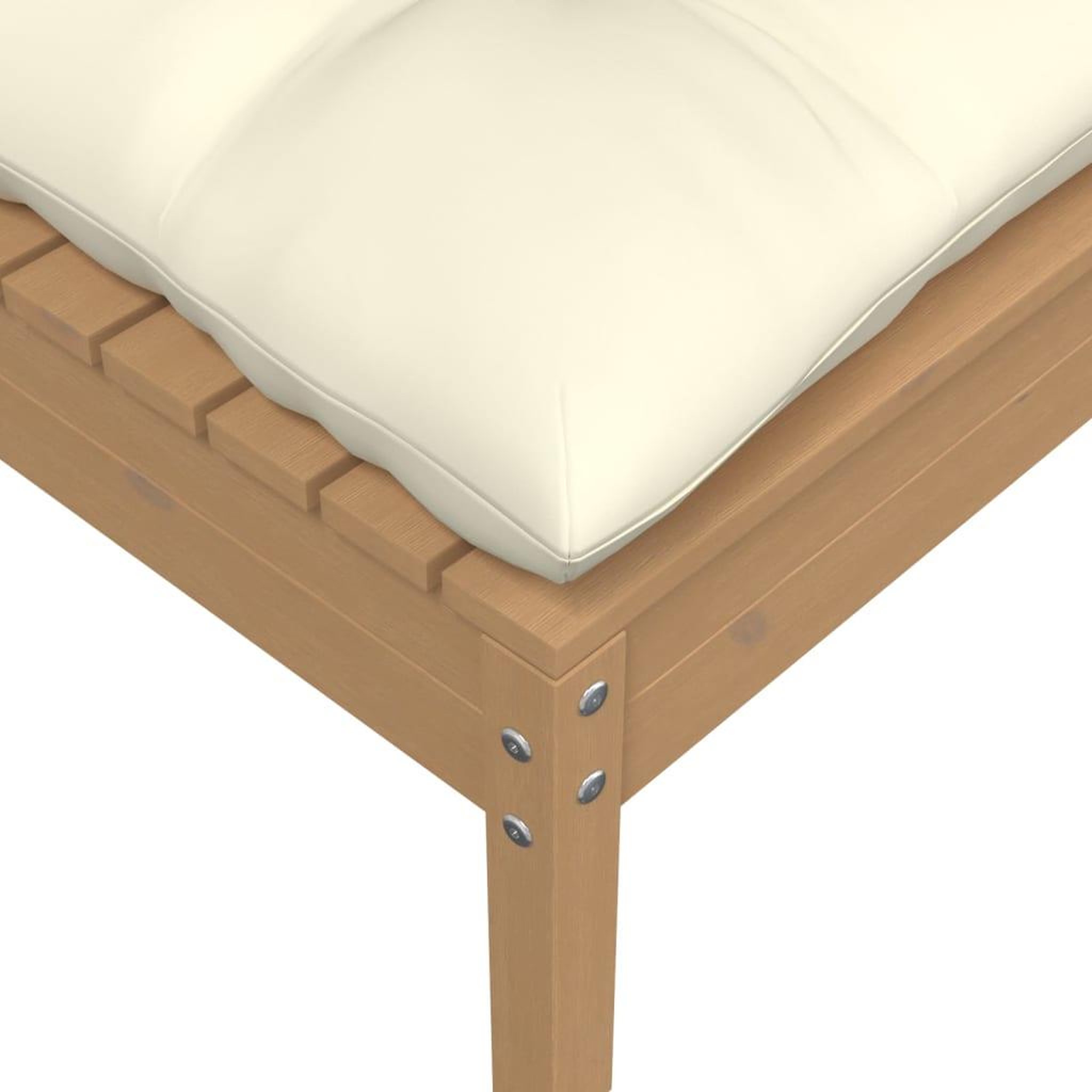 Voir la diapositive 4 : VIDAXL Canape 2 places de jardin et coussins creme bois de pin solide
