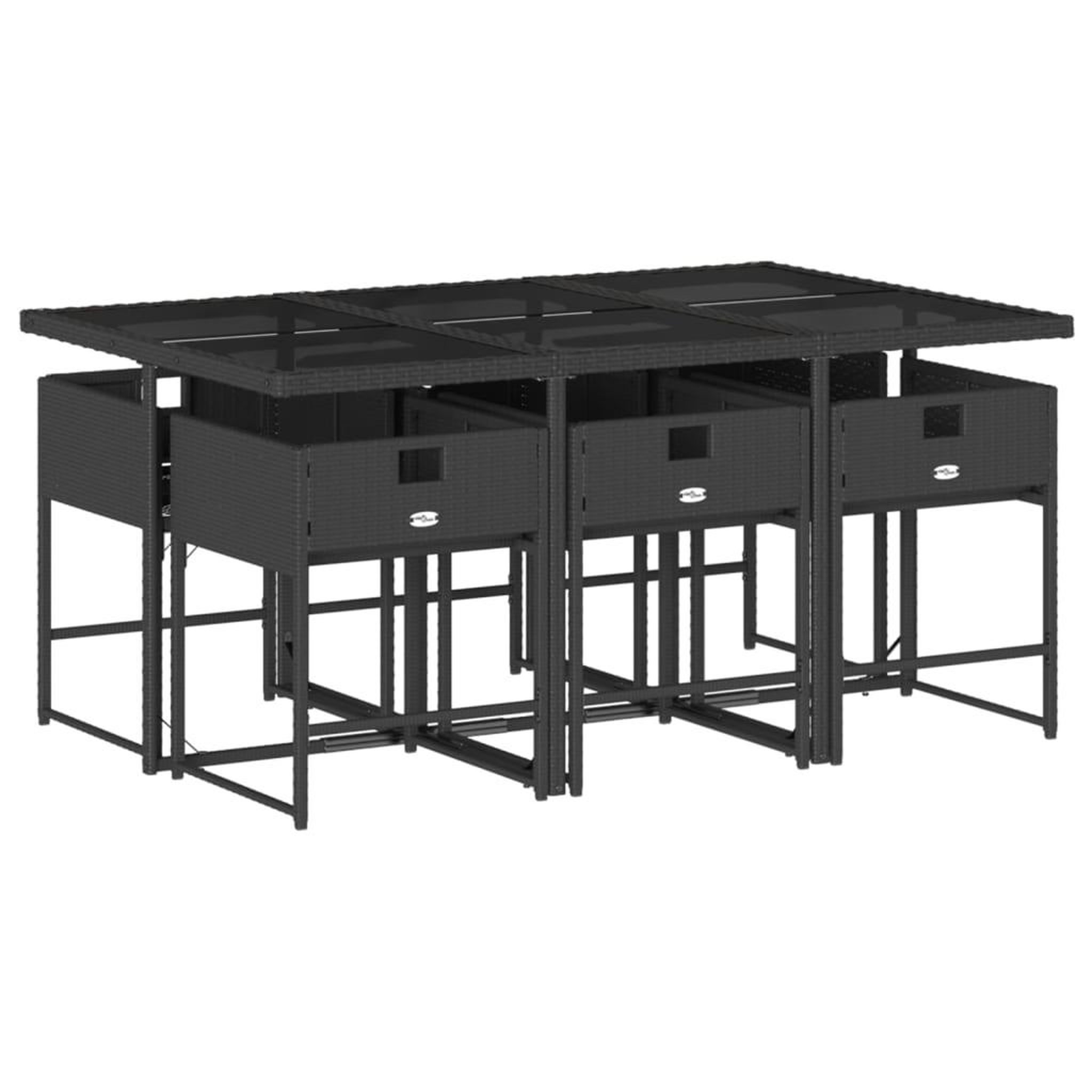 Voir la diapositive 5 : VIDAXL Ensemble a manger de jardin coussins 7pcs Noir Resine tressee