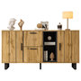 Voir la diapositive 1 : MERAX Buffet 2 porte(s) 2 tiroir(s) - 160 cm naturel led mdf