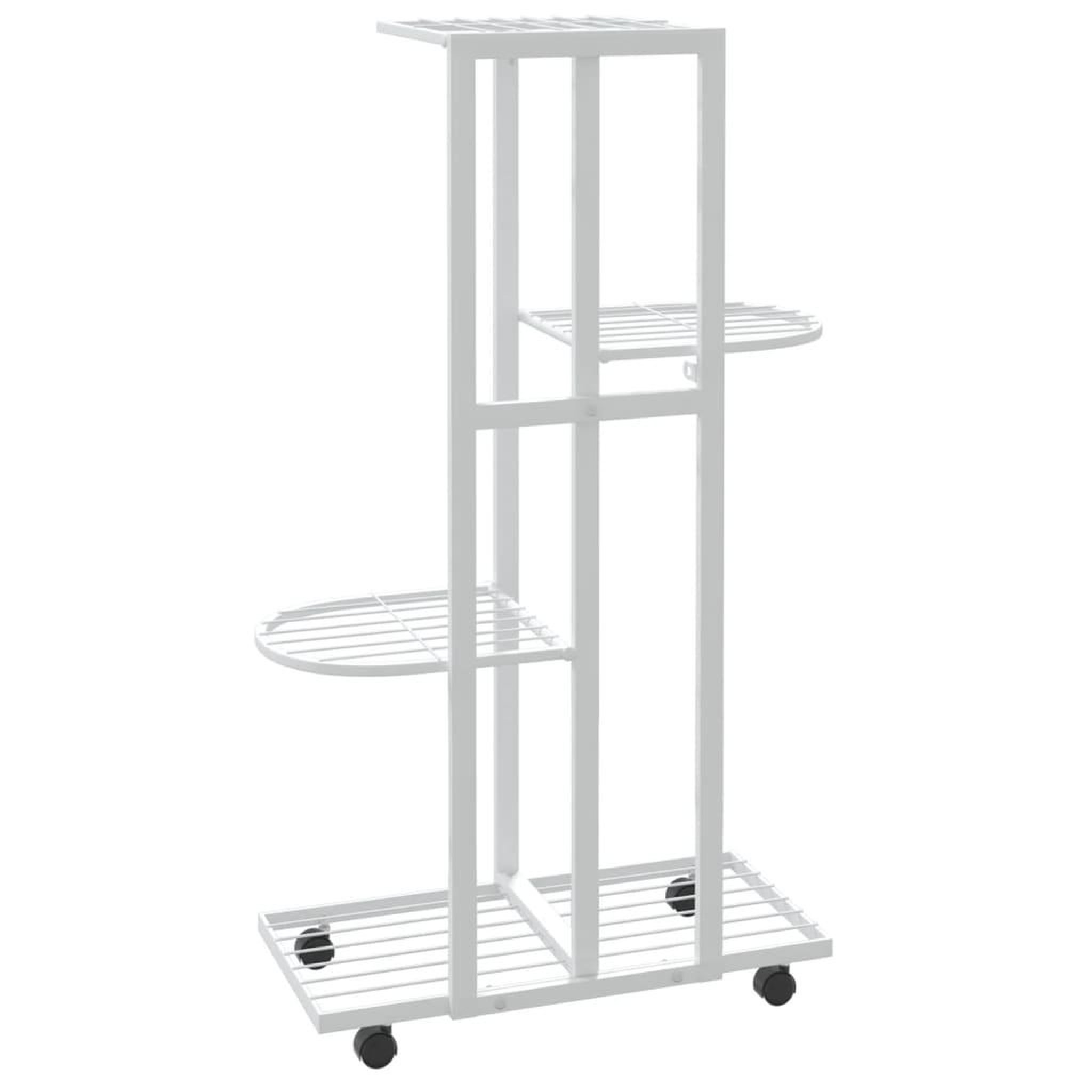 Voir la diapositive 5 : VIDAXL Jardiniere a 4 niveaux avec roues 44x23x80 cm Blanc Fer